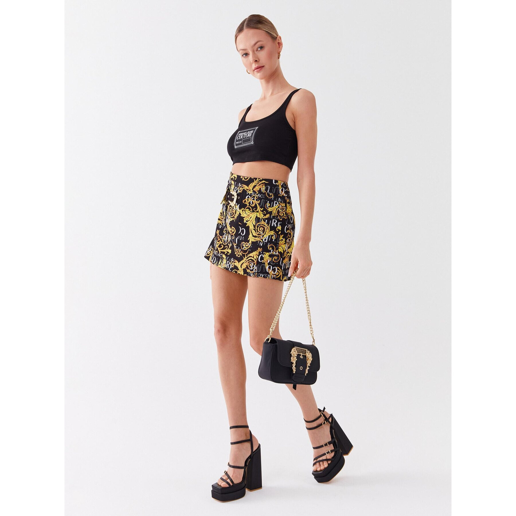Versace Jeans Couture Мини пола 74HAE8B9 Черен Regular Fit - Pepit.bg
