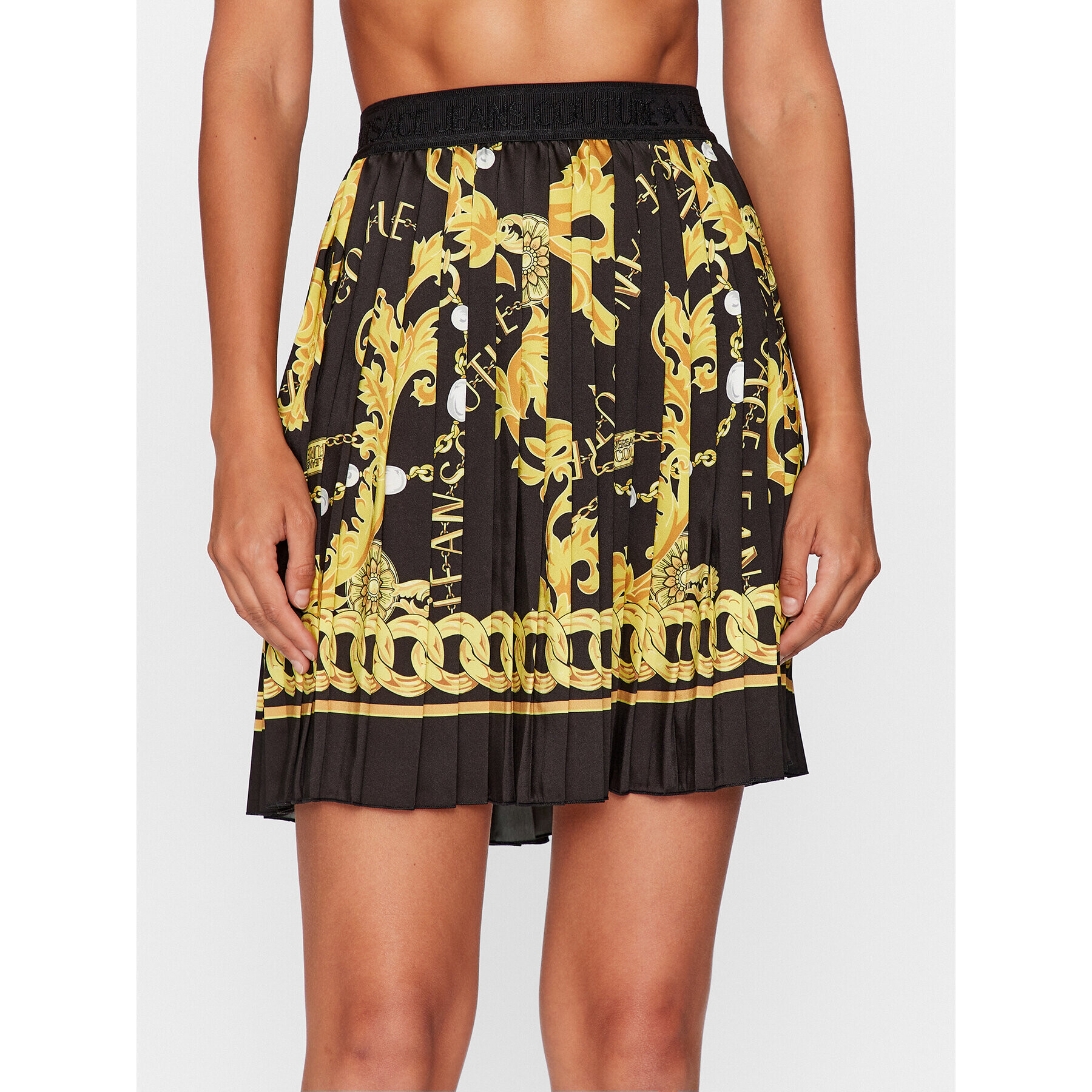 Versace Jeans Couture Плисирана пола 75HAE8A0 Черен Regular Fit - Pepit.bg