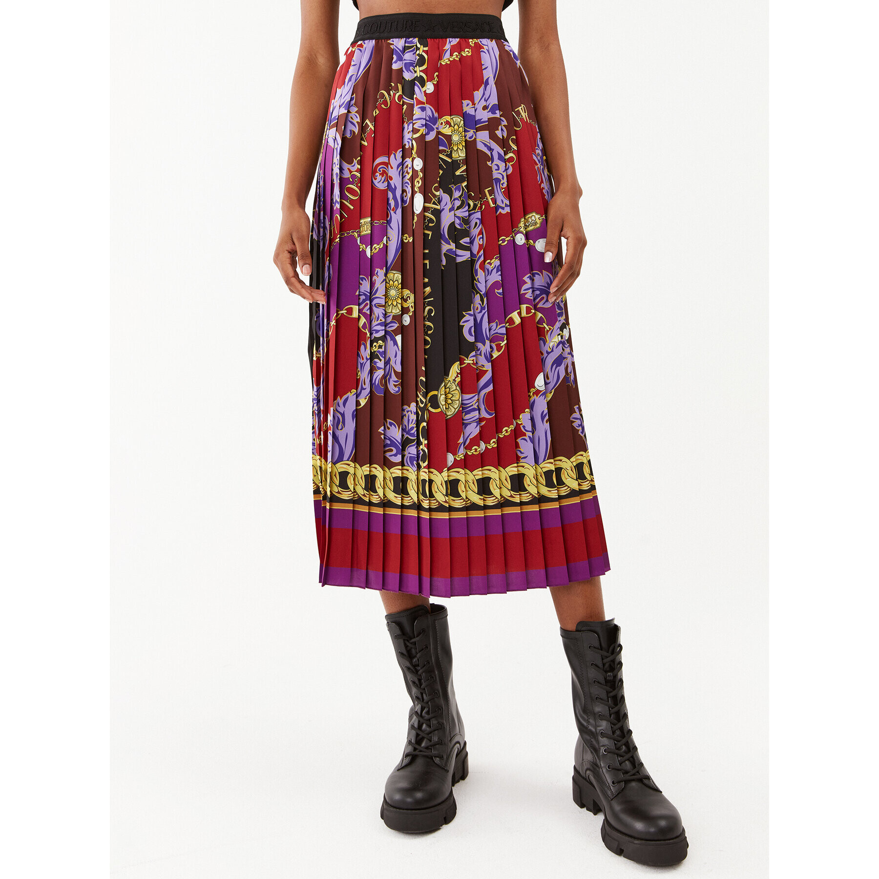 Versace Jeans Couture Плисирана пола 75HAE8A5 Цветен Regular Fit - Pepit.bg