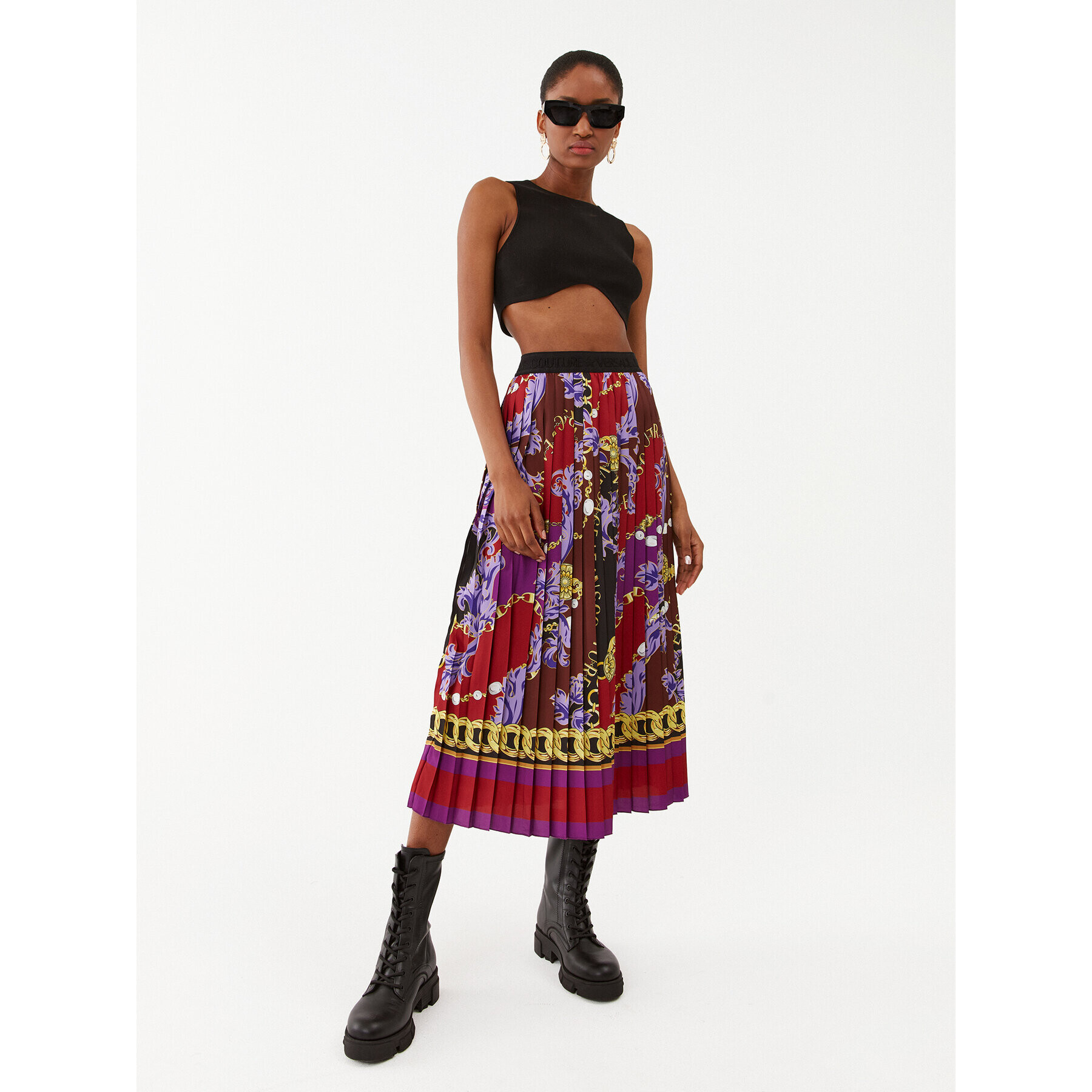 Versace Jeans Couture Плисирана пола 75HAE8A5 Цветен Regular Fit - Pepit.bg