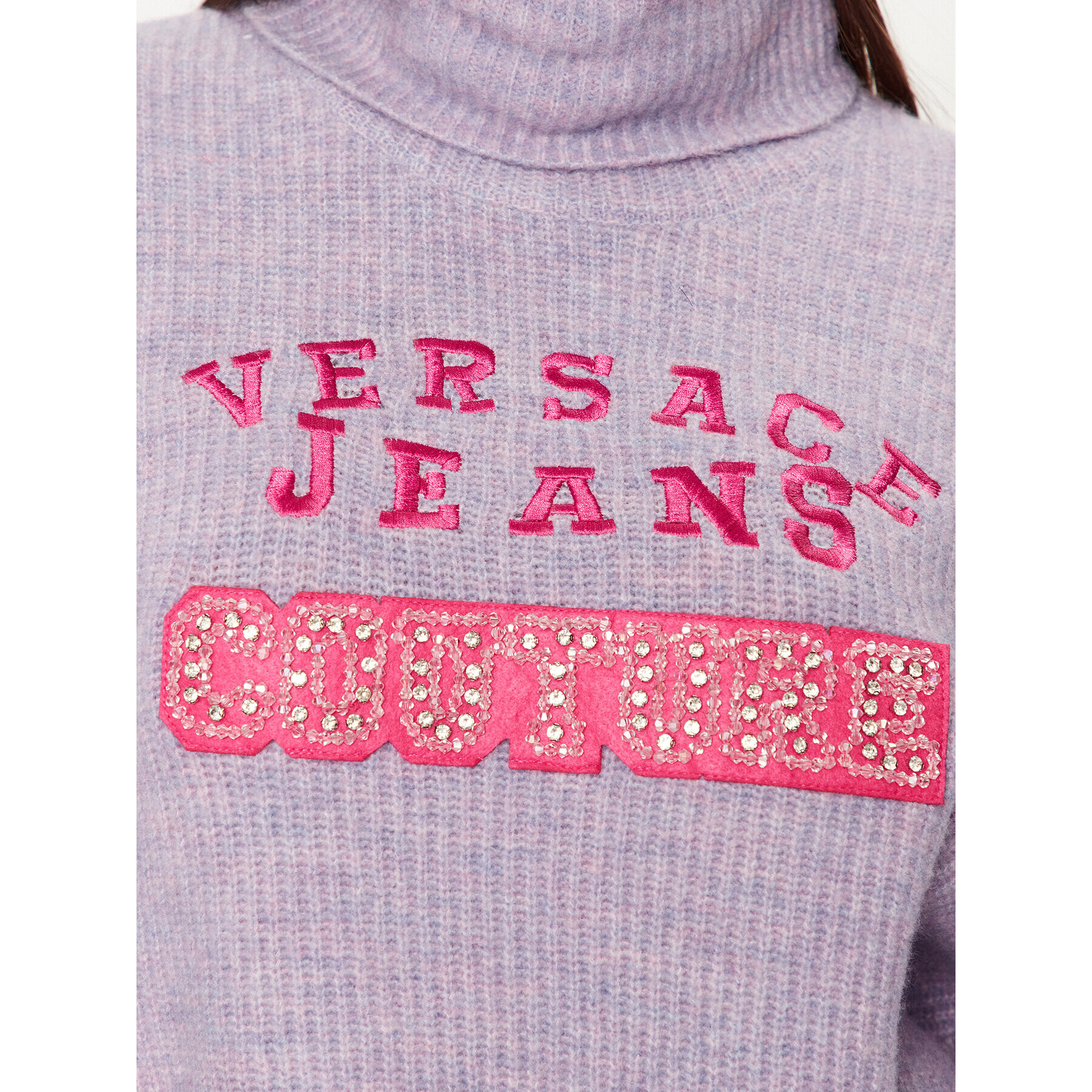 Versace Jeans Couture Поло 75HAFM08 Виолетов Oversize - Pepit.bg