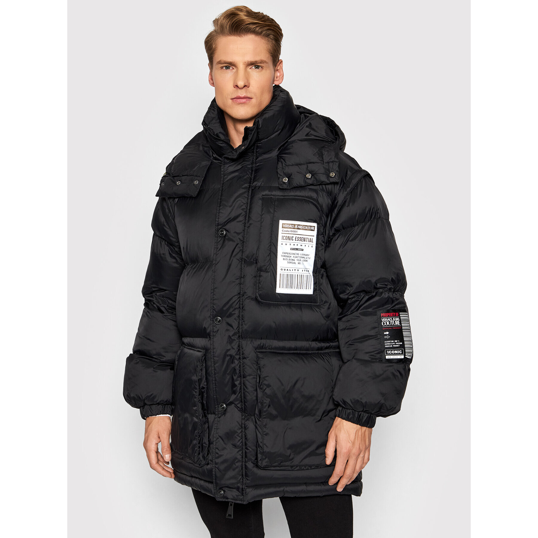 Versace Jeans Couture Пухено яке 71GAU411 Черен Regular Fit - Pepit.bg