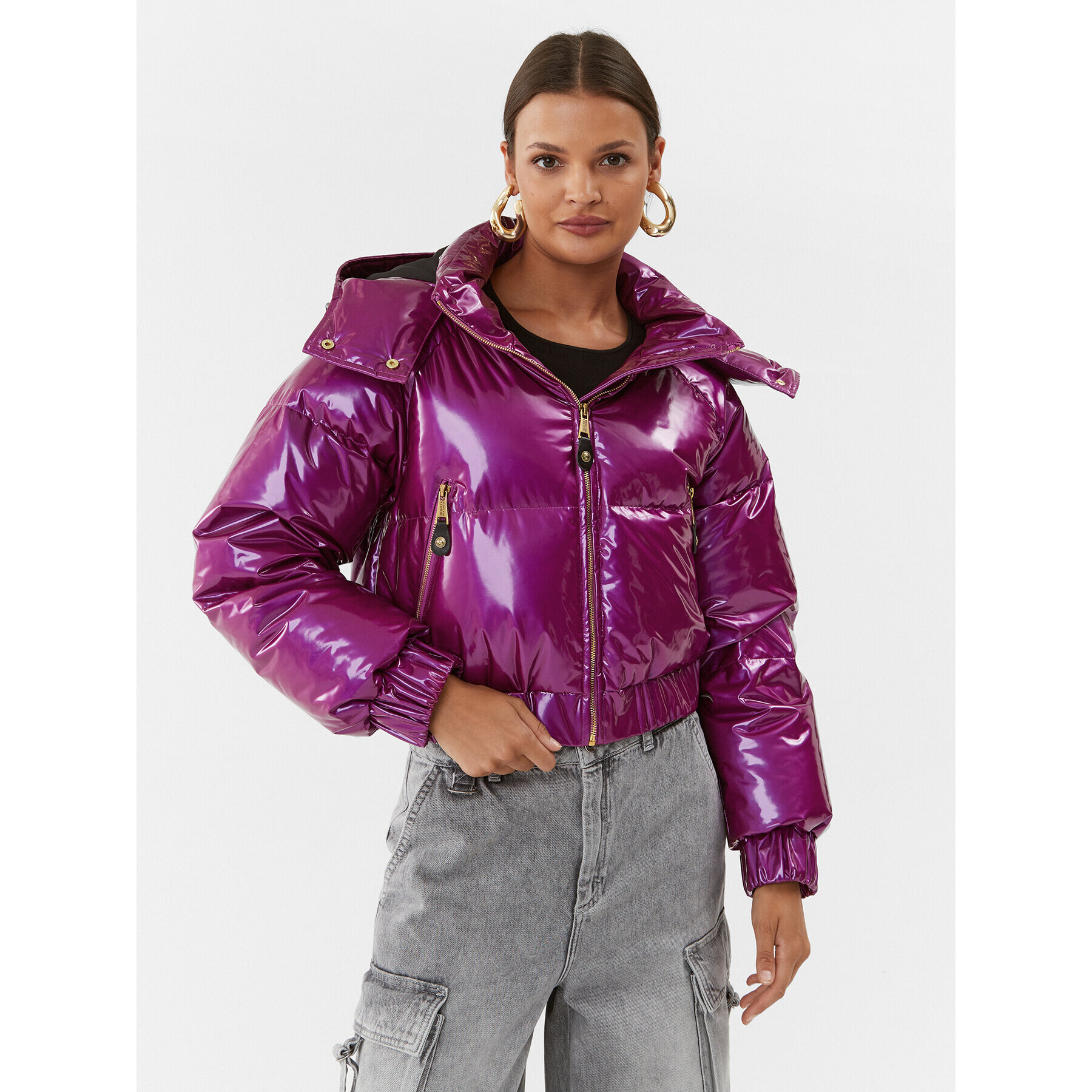 Versace Jeans Couture Пухено яке 75HAU402 Виолетов Regular Fit - Pepit.bg