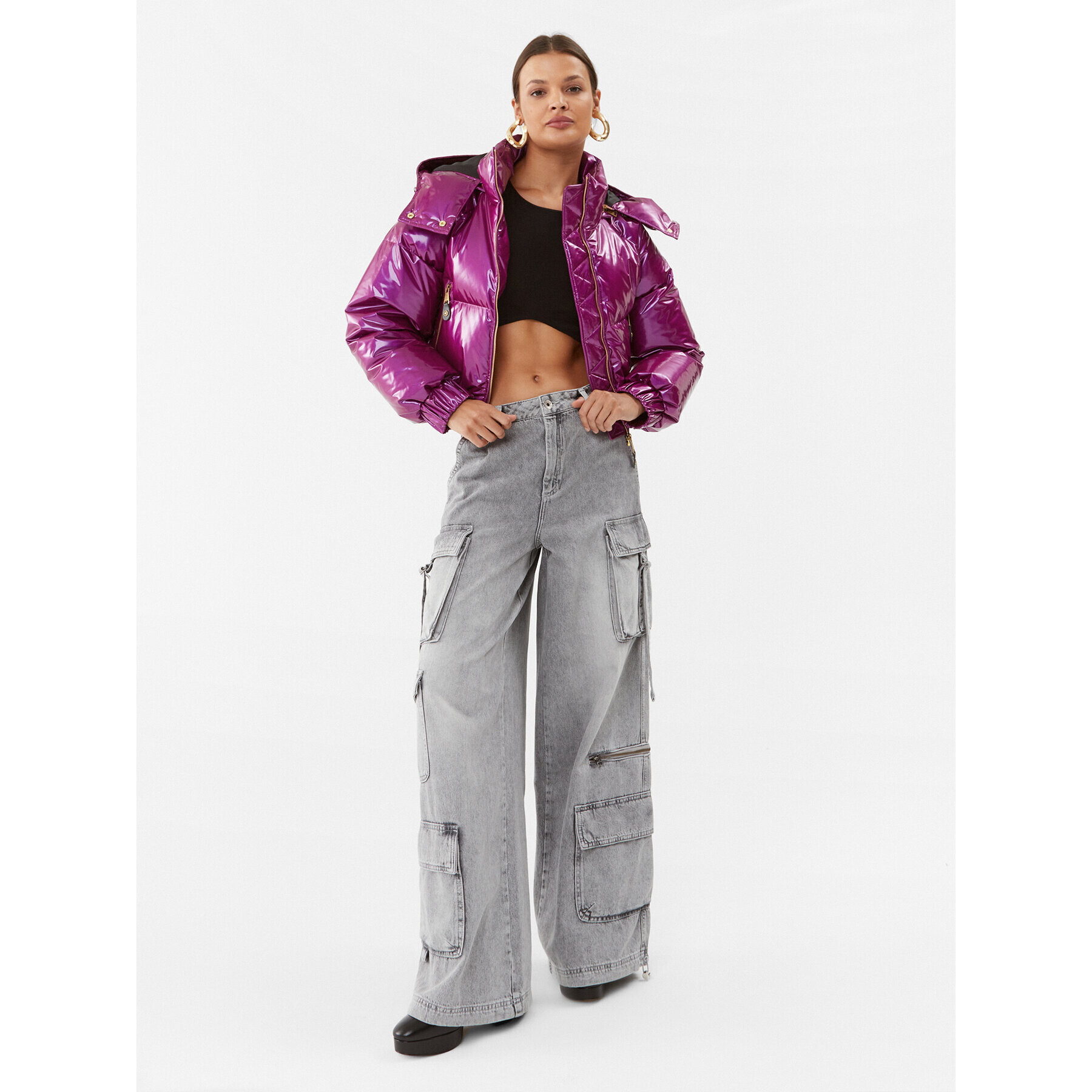 Versace Jeans Couture Пухено яке 75HAU402 Виолетов Regular Fit - Pepit.bg