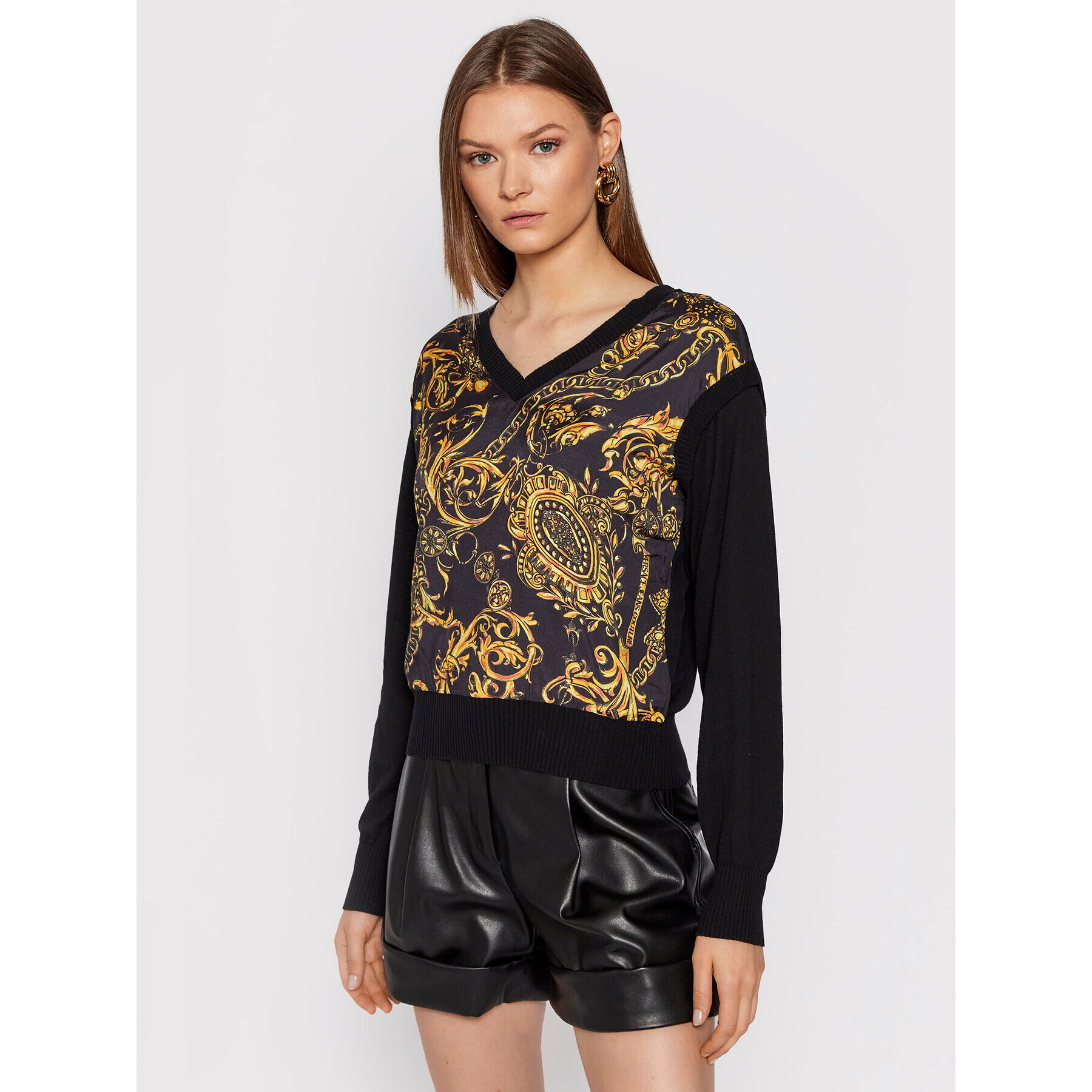 Versace Jeans Couture Пуловер 71HAF801 Черен Regular Fit - Pepit.bg