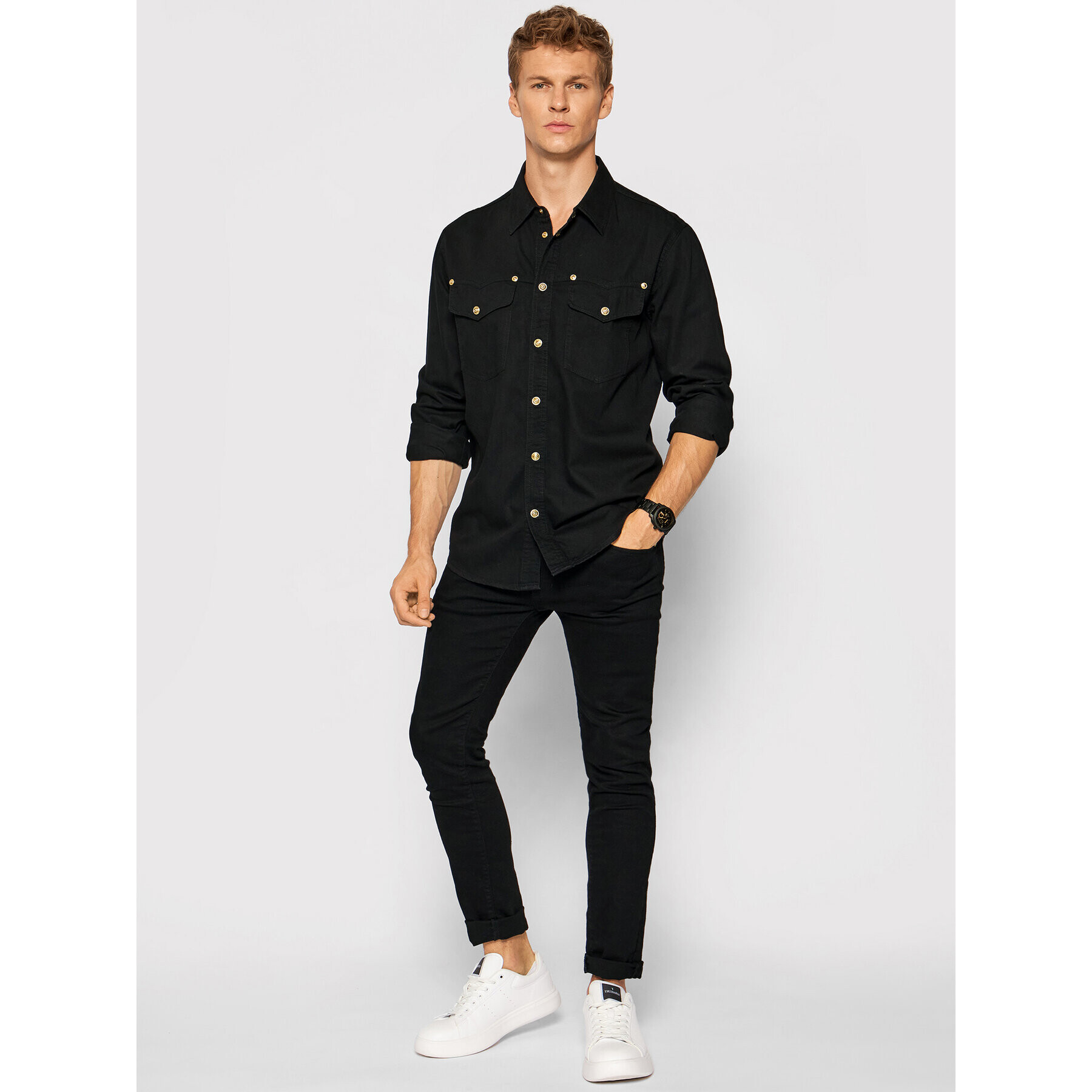 Versace Jeans Couture Риза 71GALC09 Черен Regular Fit - Pepit.bg