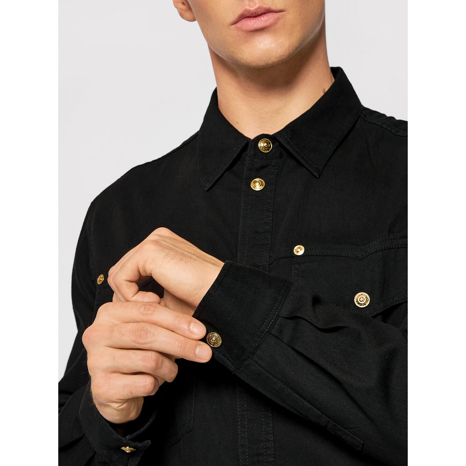 Versace Jeans Couture Риза 71GALC09 Черен Regular Fit - Pepit.bg