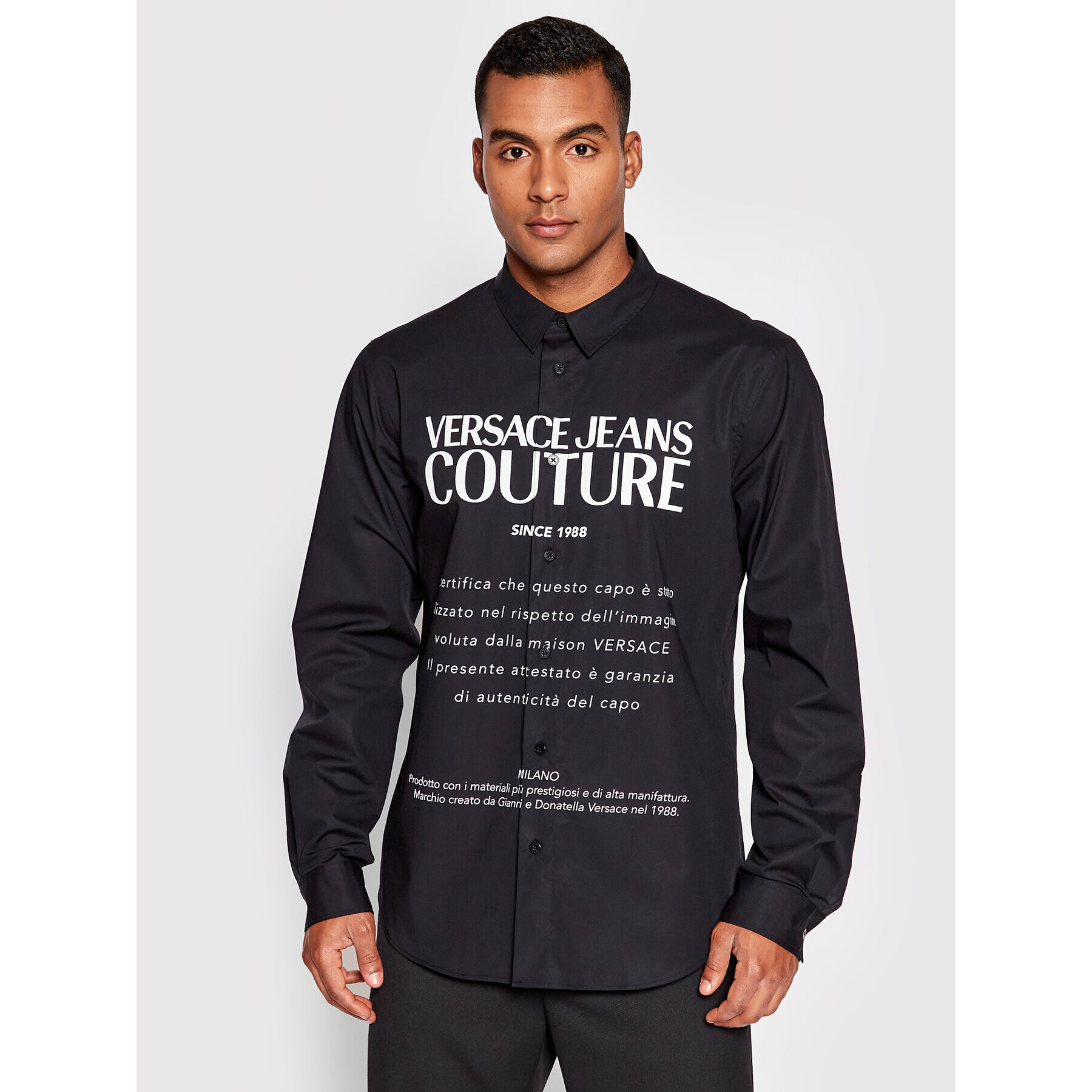 Versace Jeans Couture Риза 73GAL2S8 Черен Regular Fit - Pepit.bg