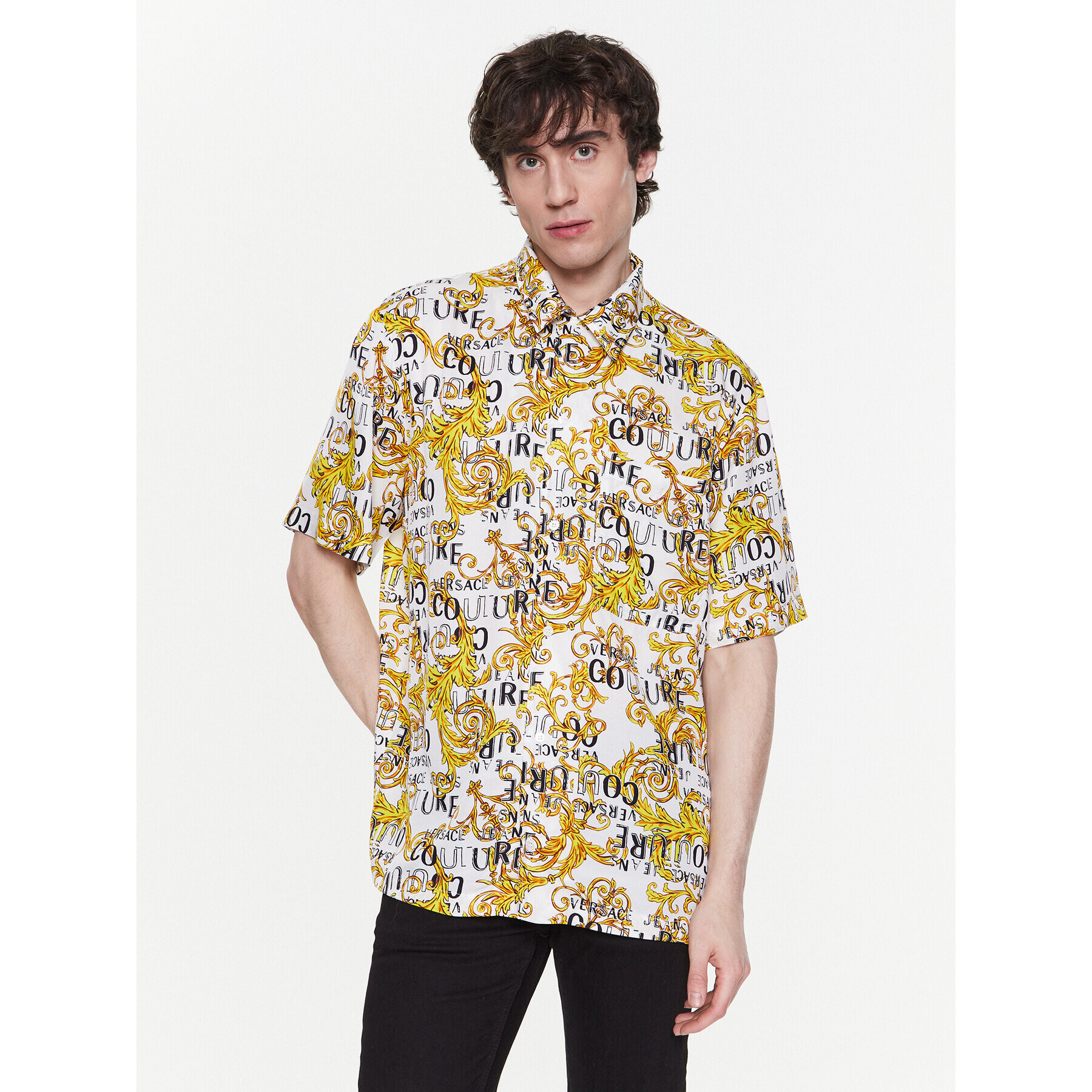 Versace Jeans Couture Риза 74GAL2B0 Бял Regular Fit - Pepit.bg