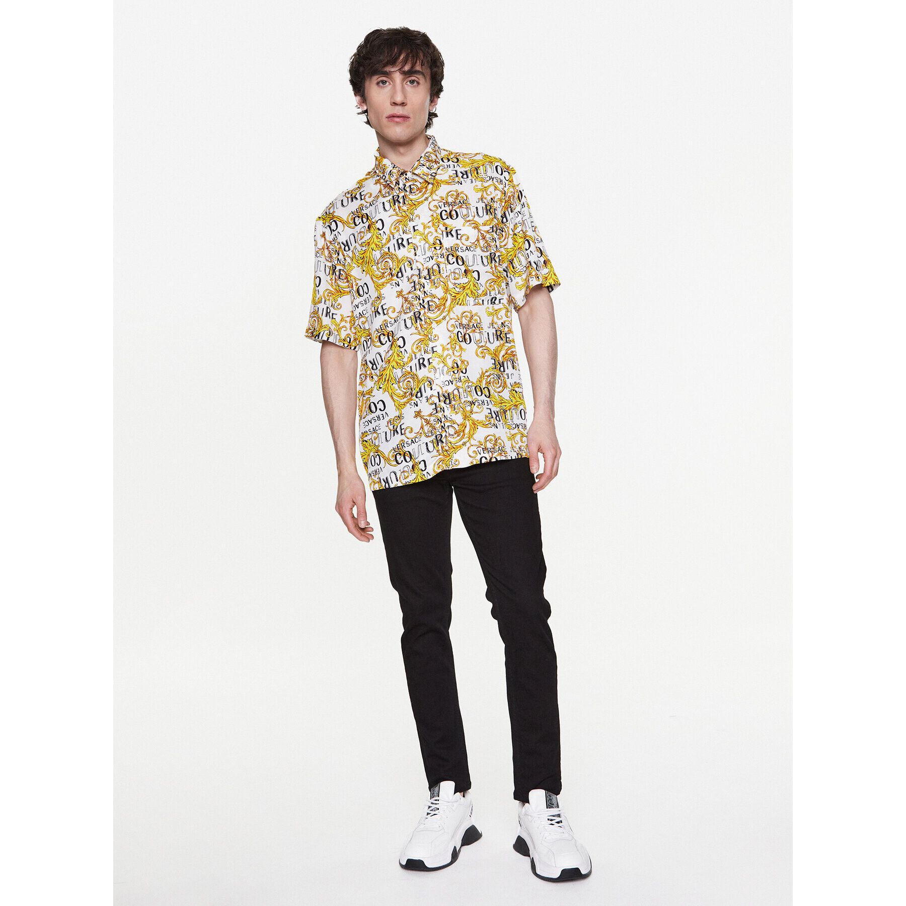 Versace Jeans Couture Риза 74GAL2B0 Бял Regular Fit - Pepit.bg