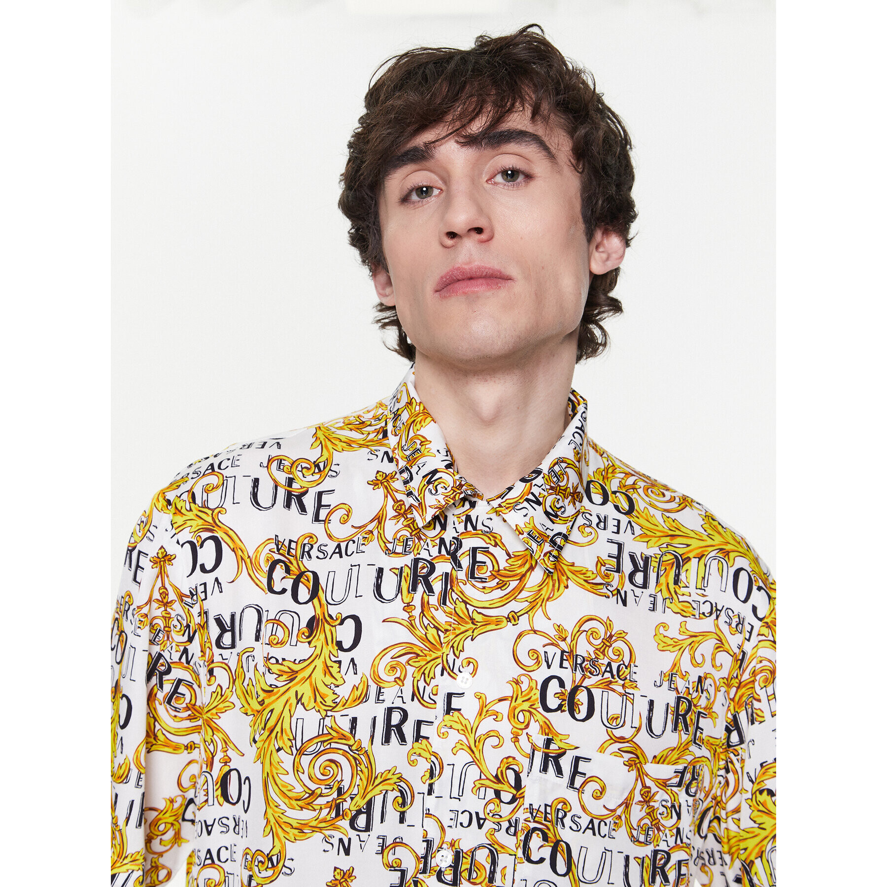 Versace Jeans Couture Риза 74GAL2B0 Бял Regular Fit - Pepit.bg