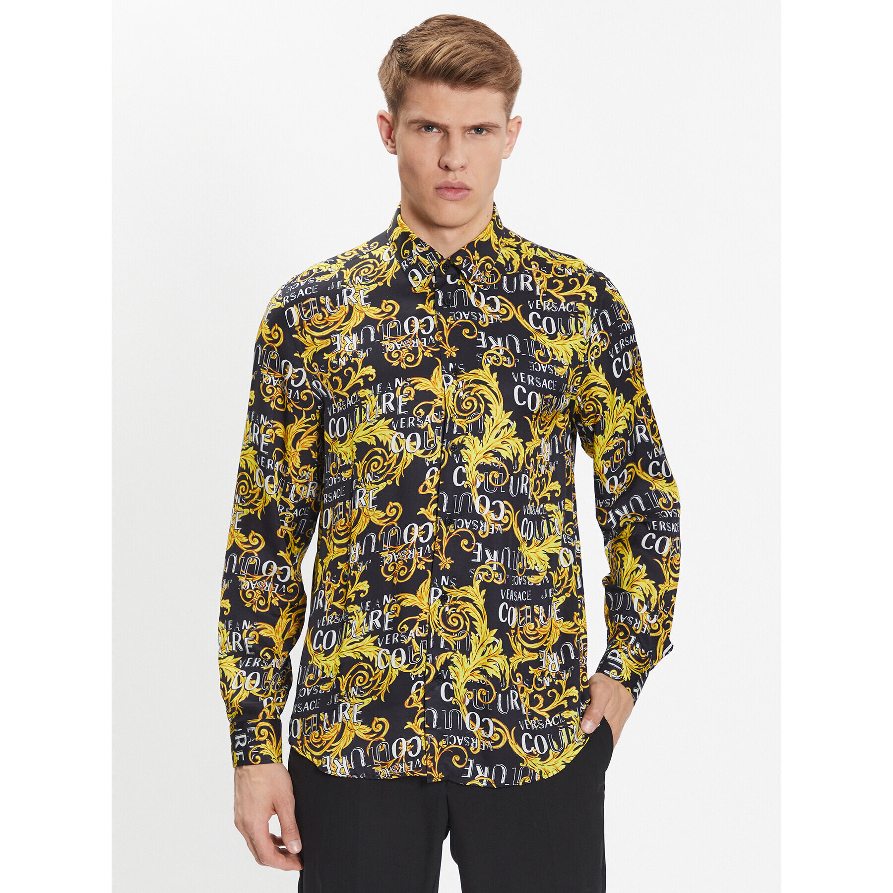 Versace Jeans Couture Риза 74GAL2R0 Черен Regular Fit - Pepit.bg