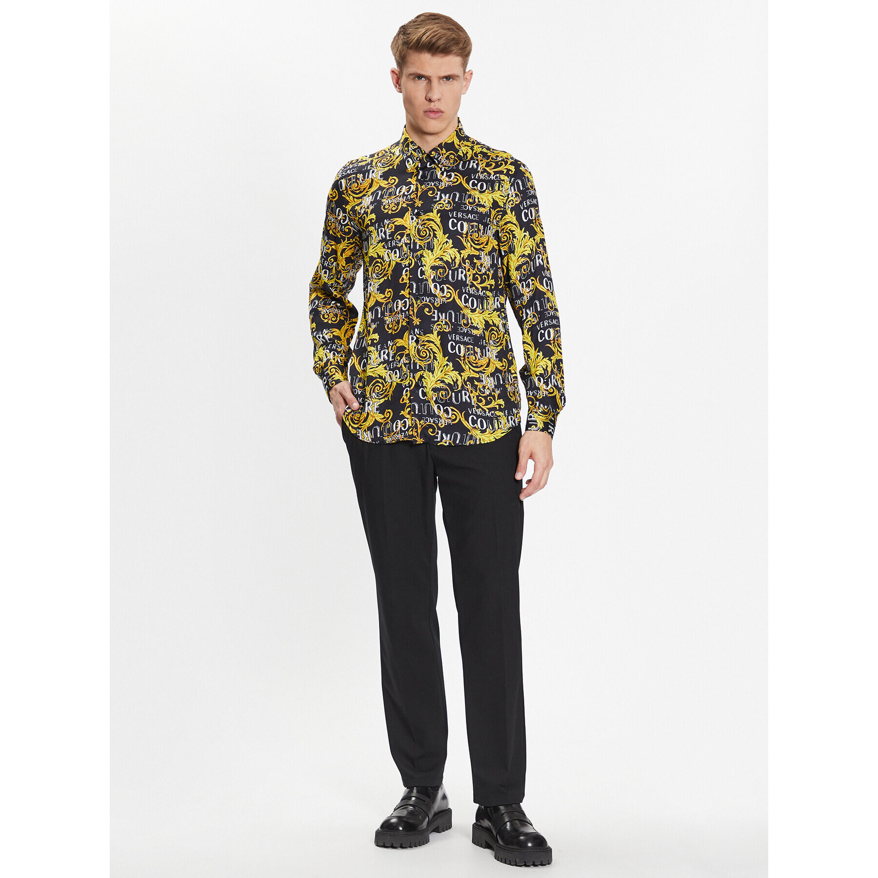 Versace Jeans Couture Риза 74GAL2R0 Черен Regular Fit - Pepit.bg
