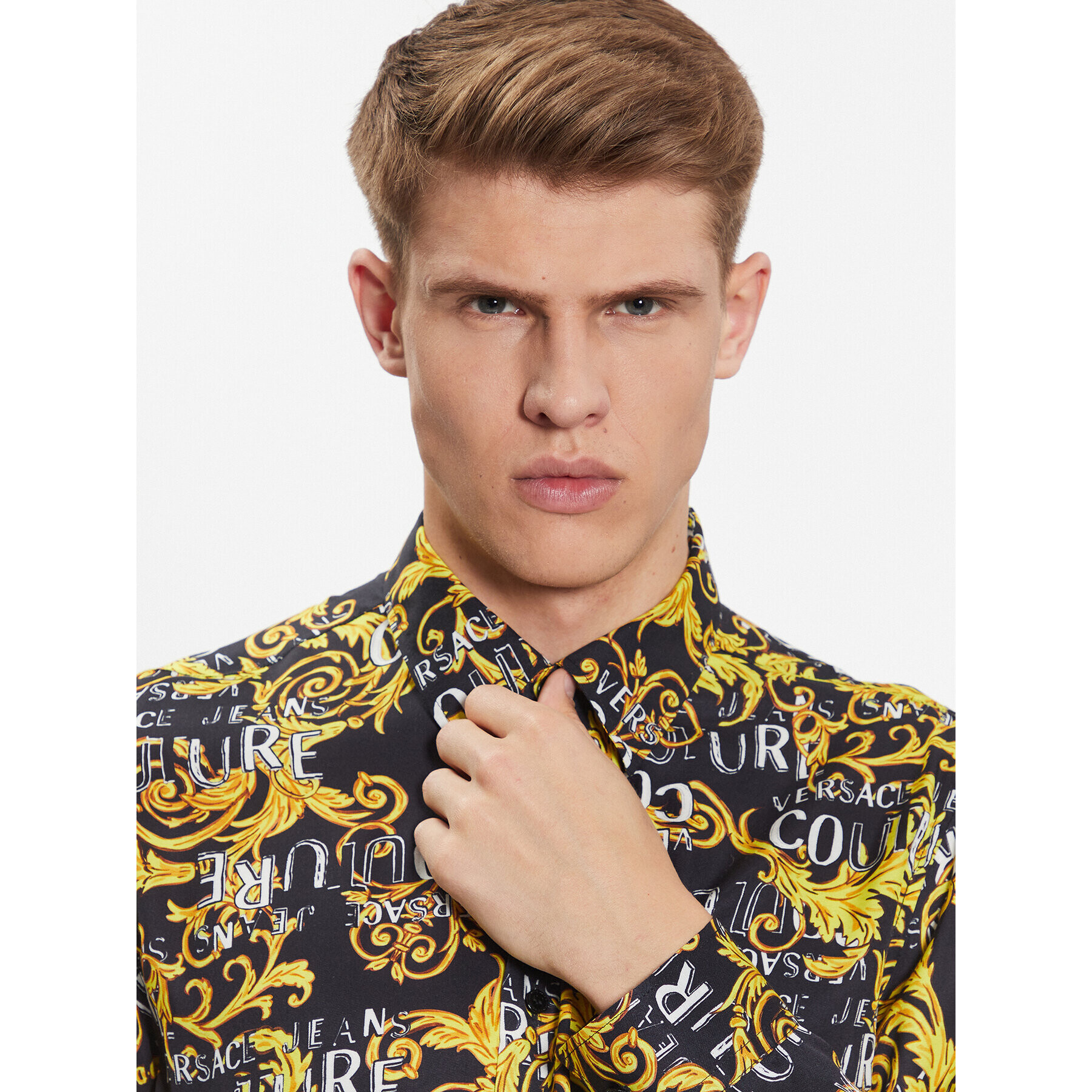 Versace Jeans Couture Риза 74GAL2R0 Черен Regular Fit - Pepit.bg