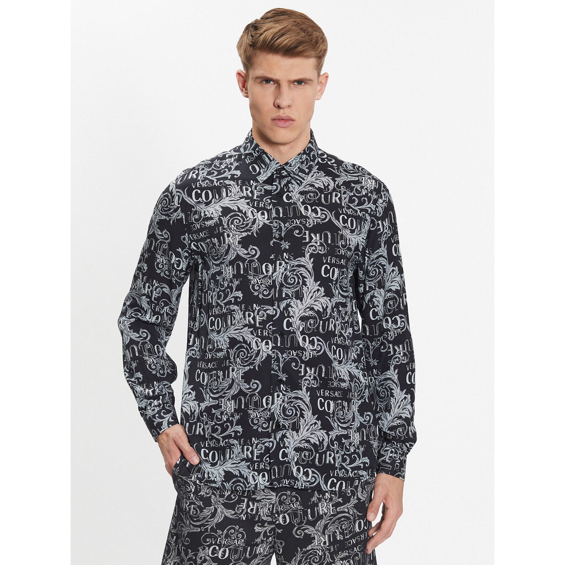 Versace Jeans Couture Риза 74GAL2R0 Сив Regular Fit - Pepit.bg