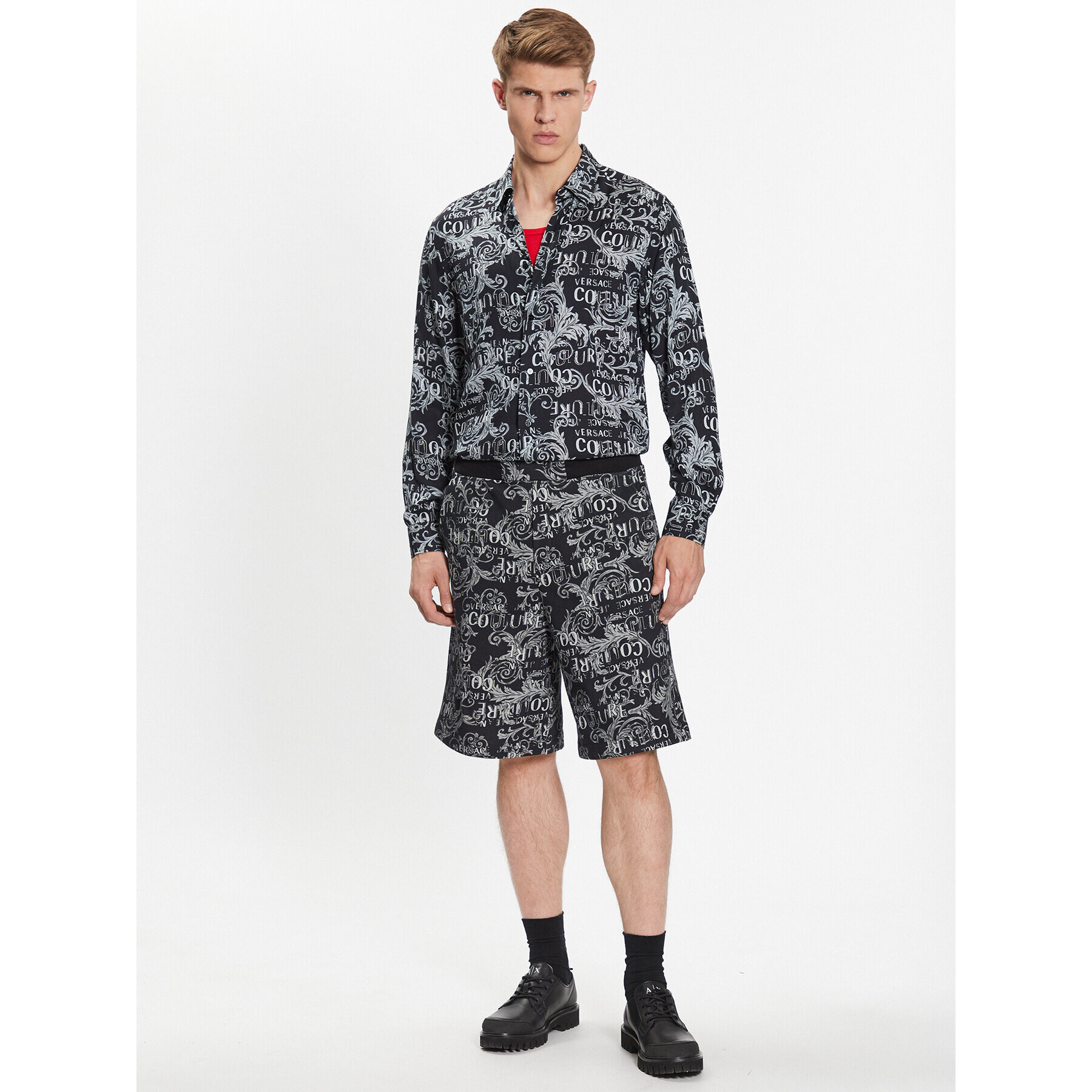 Versace Jeans Couture Риза 74GAL2R0 Сив Regular Fit - Pepit.bg