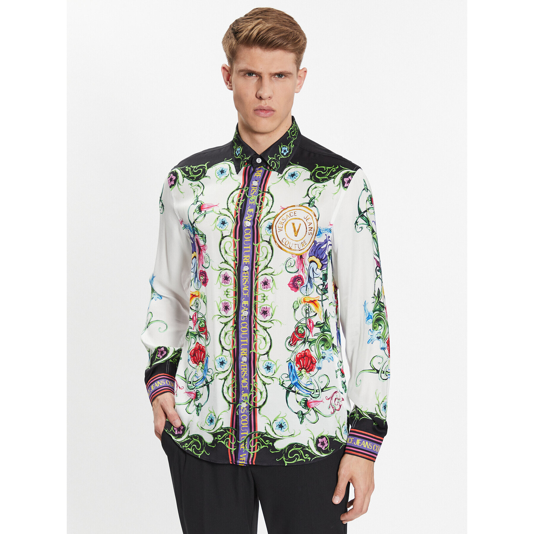 Versace Jeans Couture Риза 74GAL2RG Бял Regular Fit - Pepit.bg