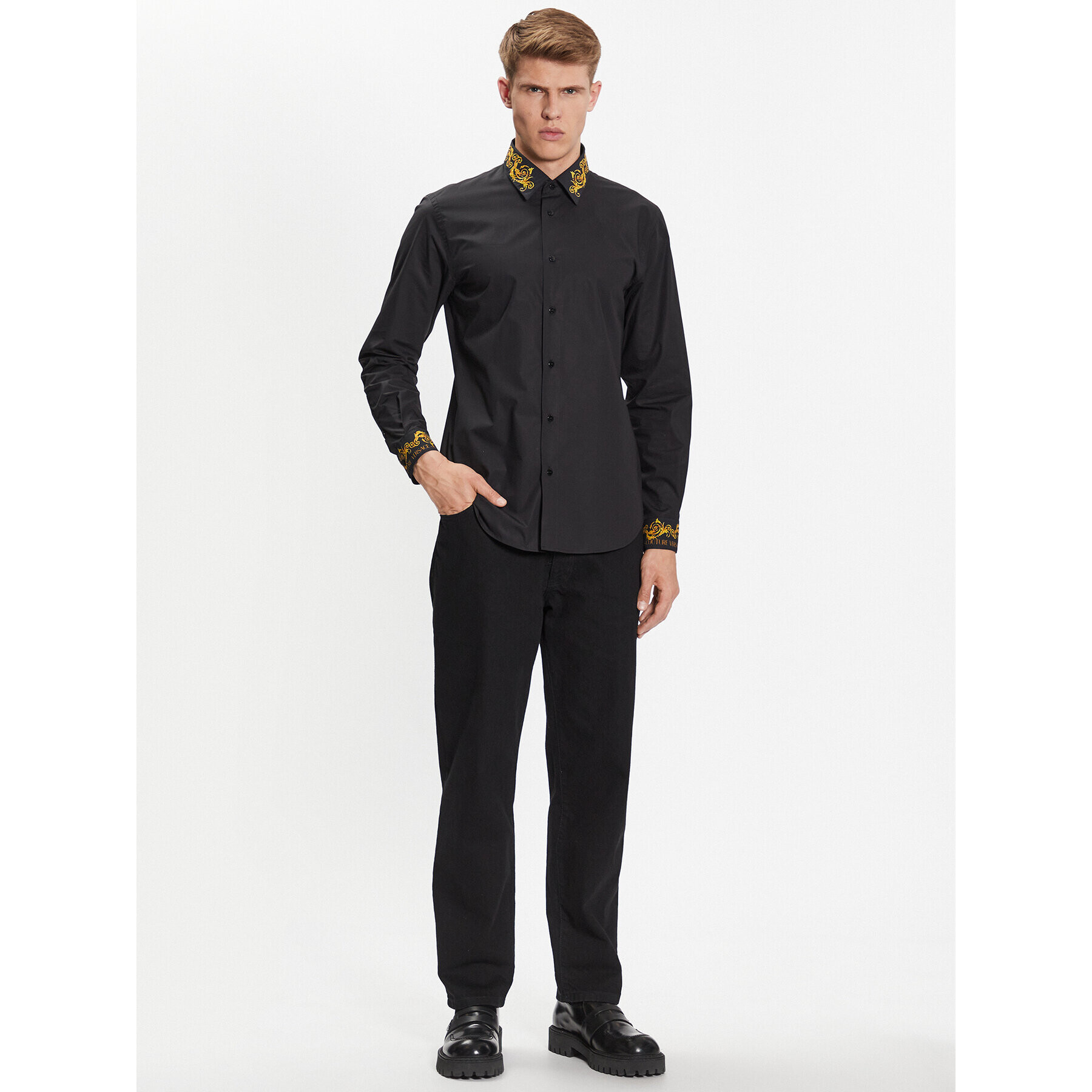 Versace Jeans Couture Риза 74GAL2SB Черен Regular Fit - Pepit.bg