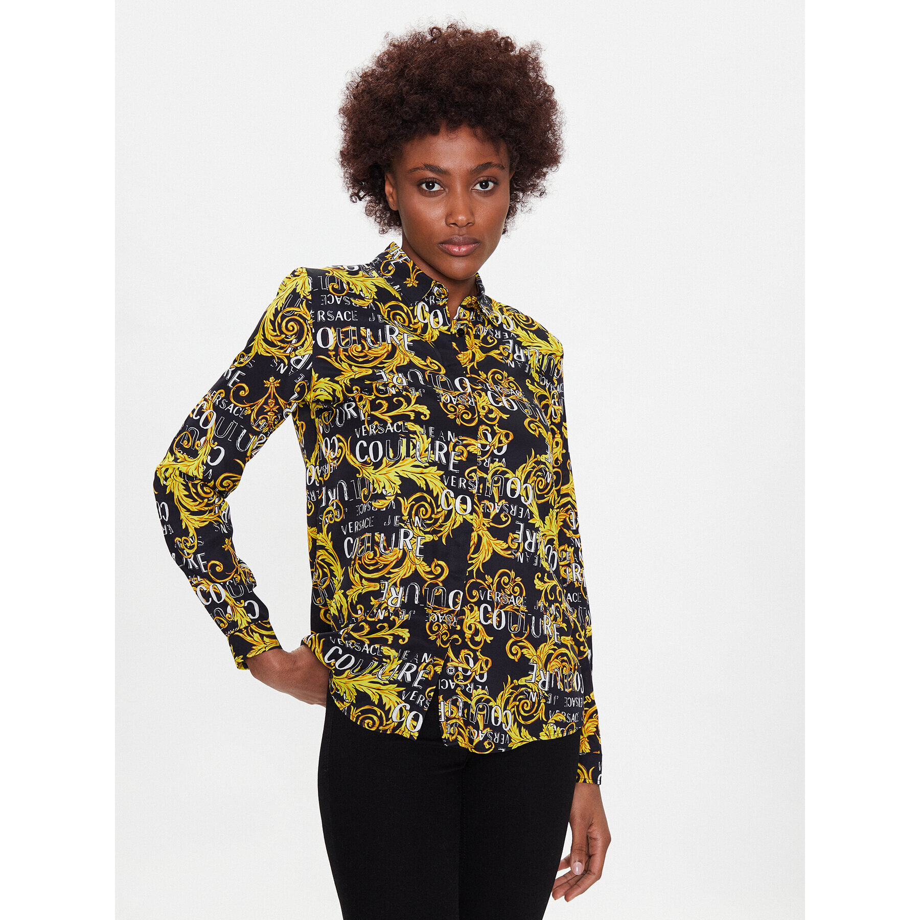 Versace Jeans Couture Риза 74HAL201 Черен Regular Fit - Pepit.bg
