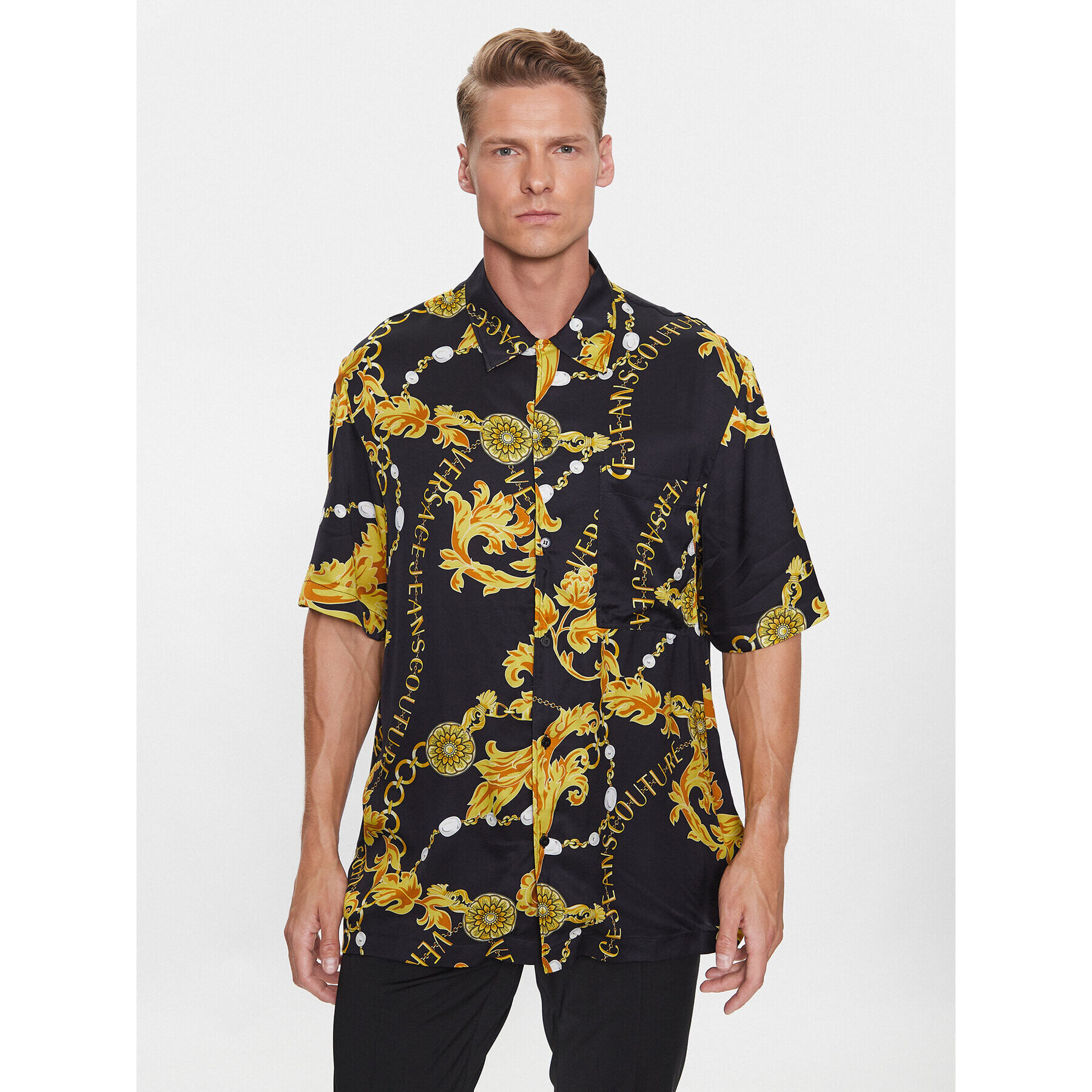 Versace Jeans Couture Риза 75GAL2B0 Черен Regular Fit - Pepit.bg