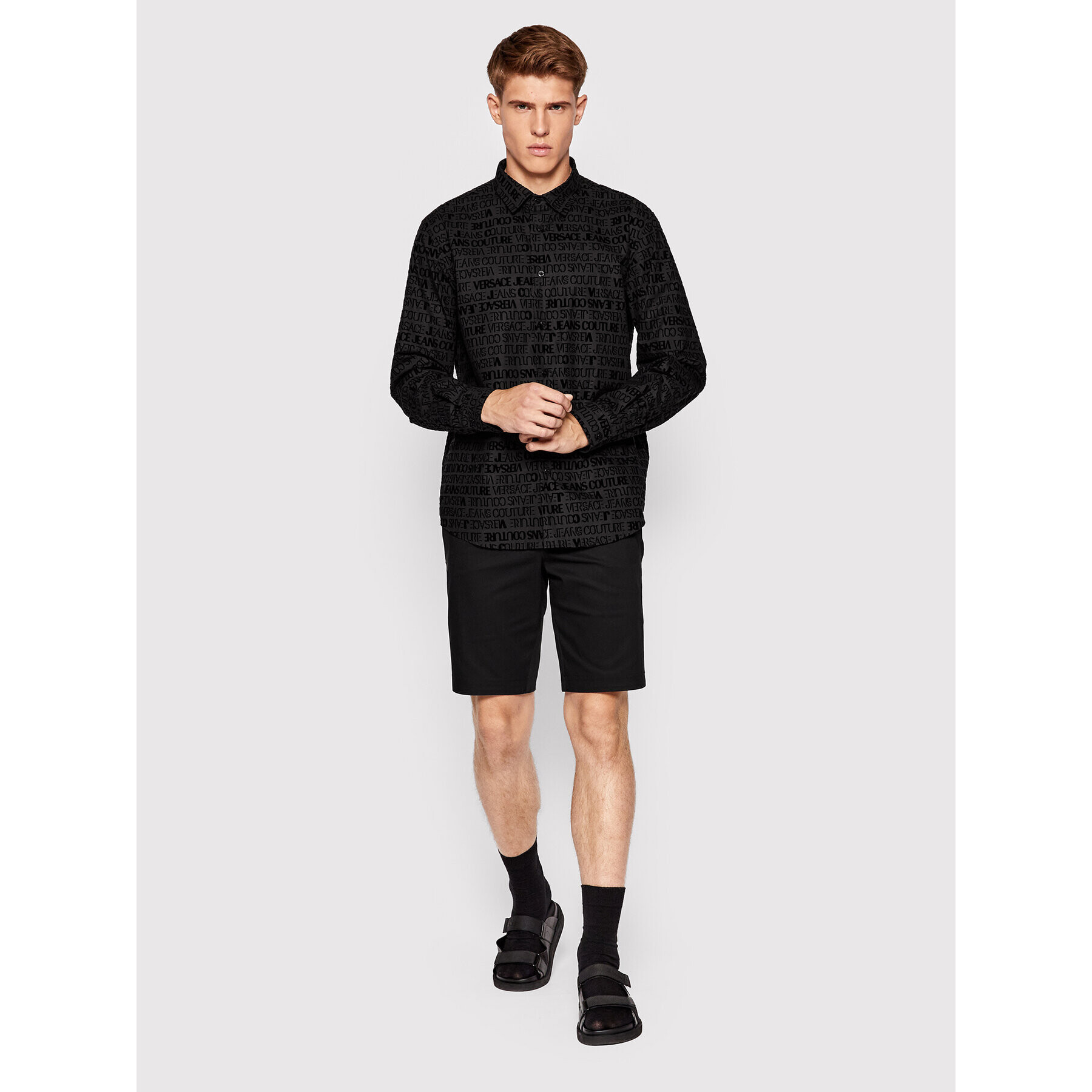 Versace Jeans Couture Риза Flock 73GAL2R1 Черен Regular Fit - Pepit.bg