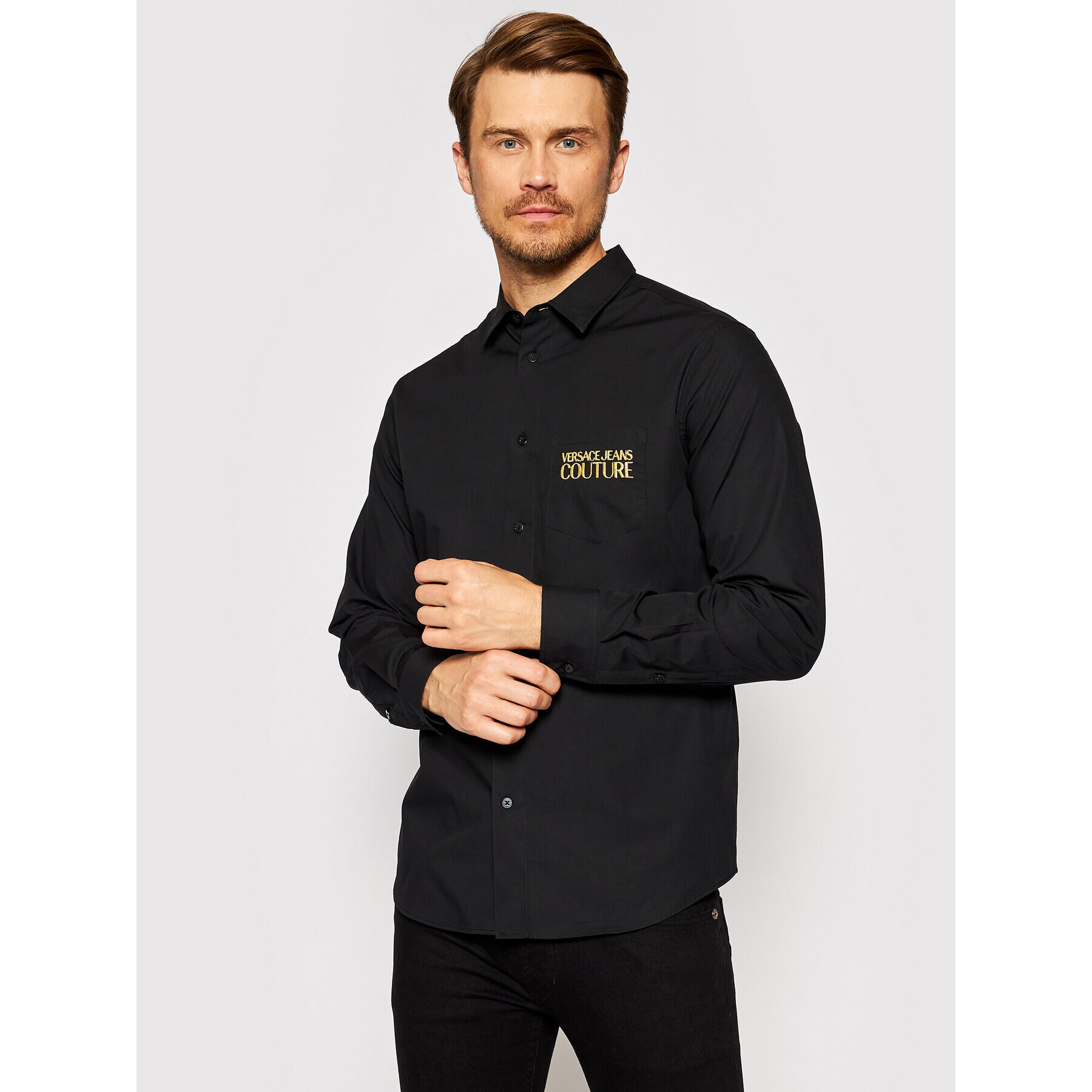 Versace Jeans Couture Риза Pocket Emb Logo 71UP200 Черен Regular Fit - Pepit.bg