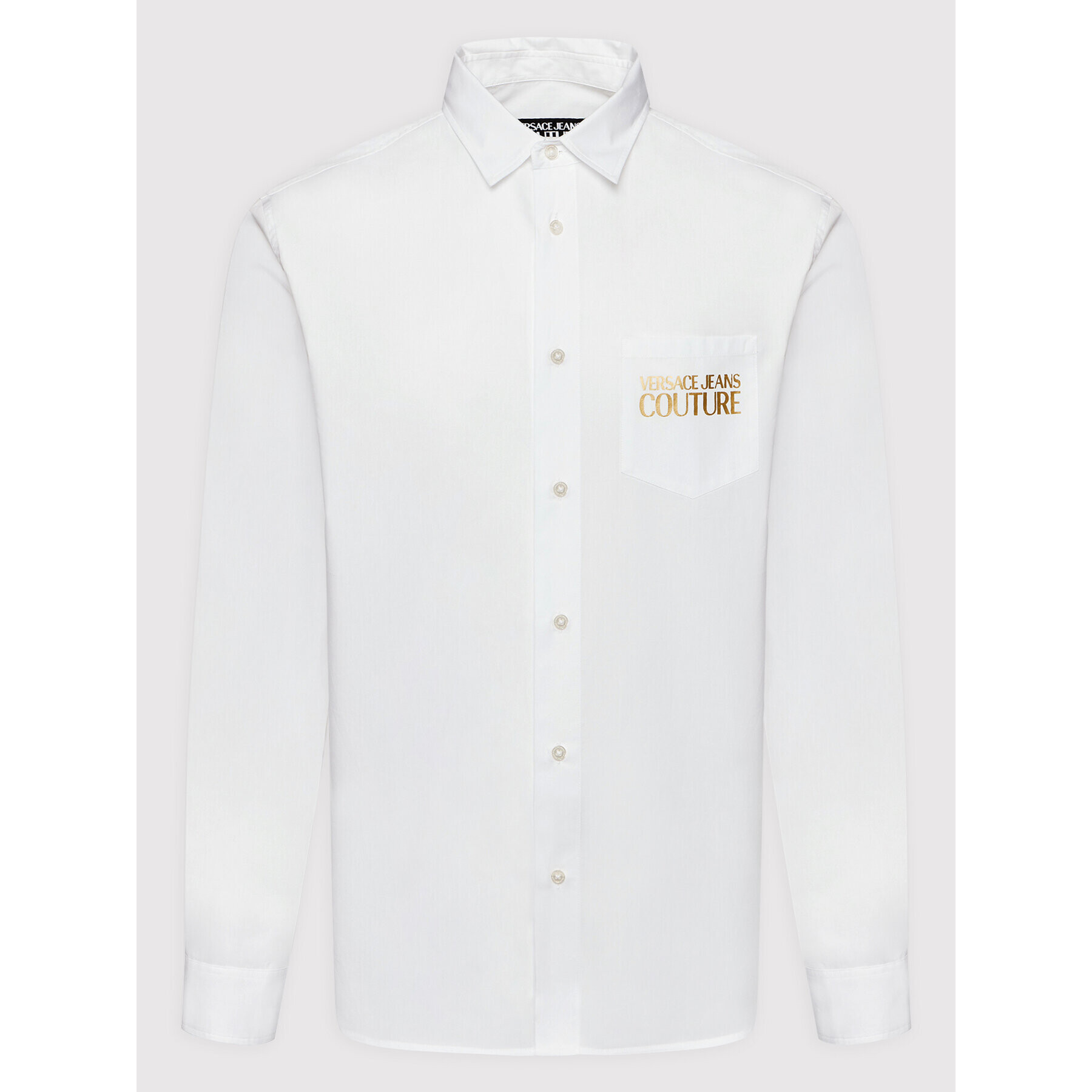Versace Jeans Couture Риза Print Logo Gold 72GAL2R5 Бял Regular Fit - Pepit.bg