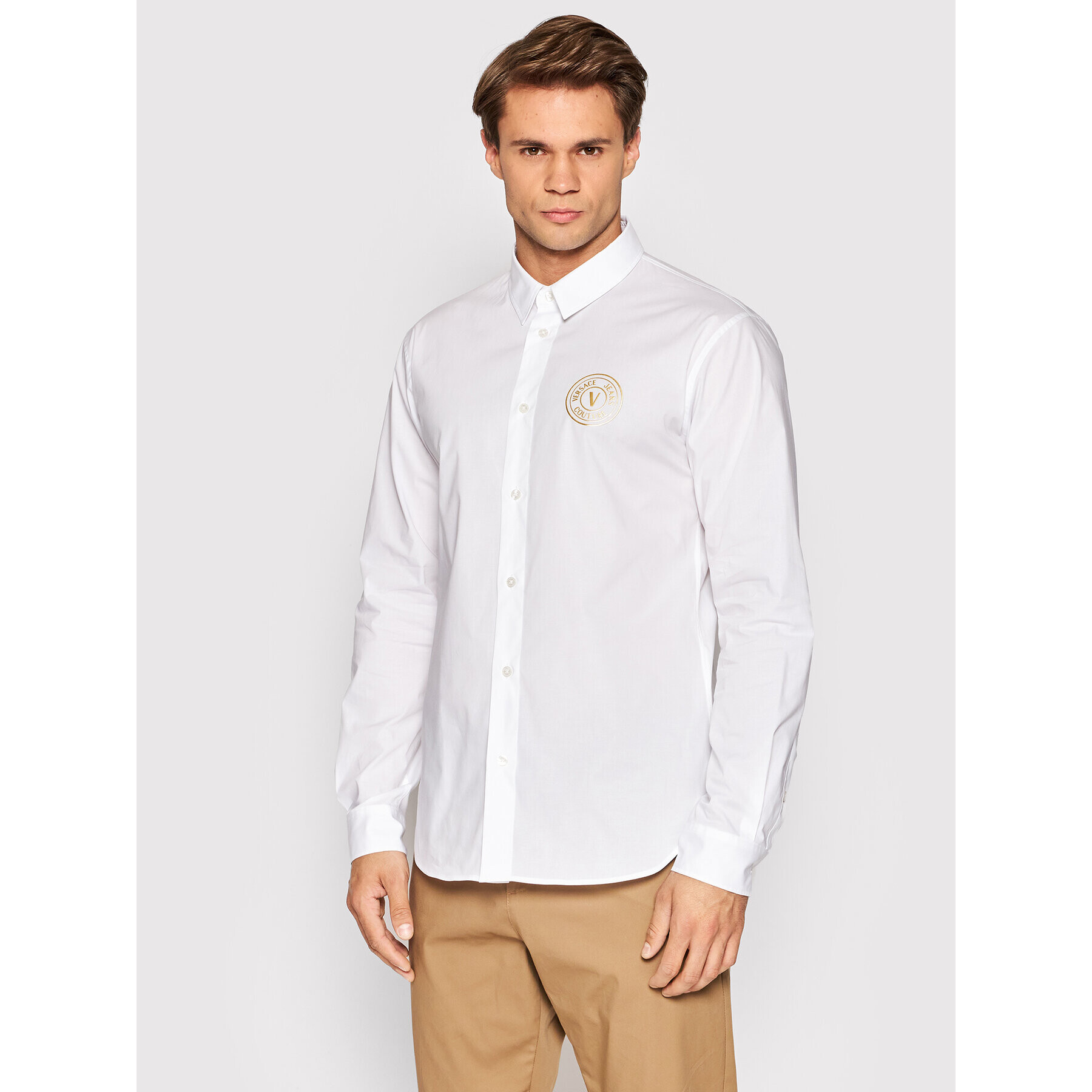 Versace Jeans Couture Риза Print V-Emblem 73GAL2S7 Бял Regular Fit - Pepit.bg