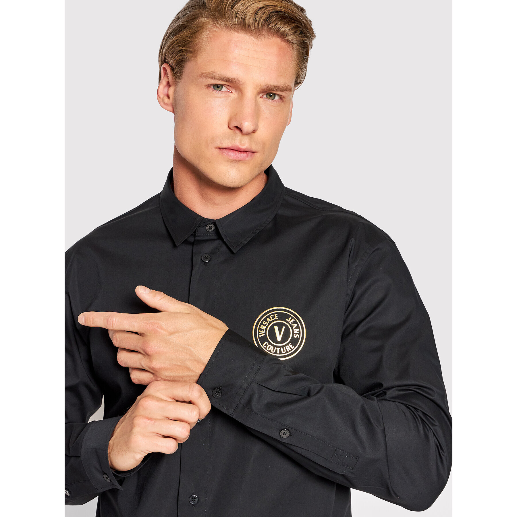 Versace Jeans Couture Риза Print V-Emblem 73GAL2S7 Черен Regular Fit - Pepit.bg