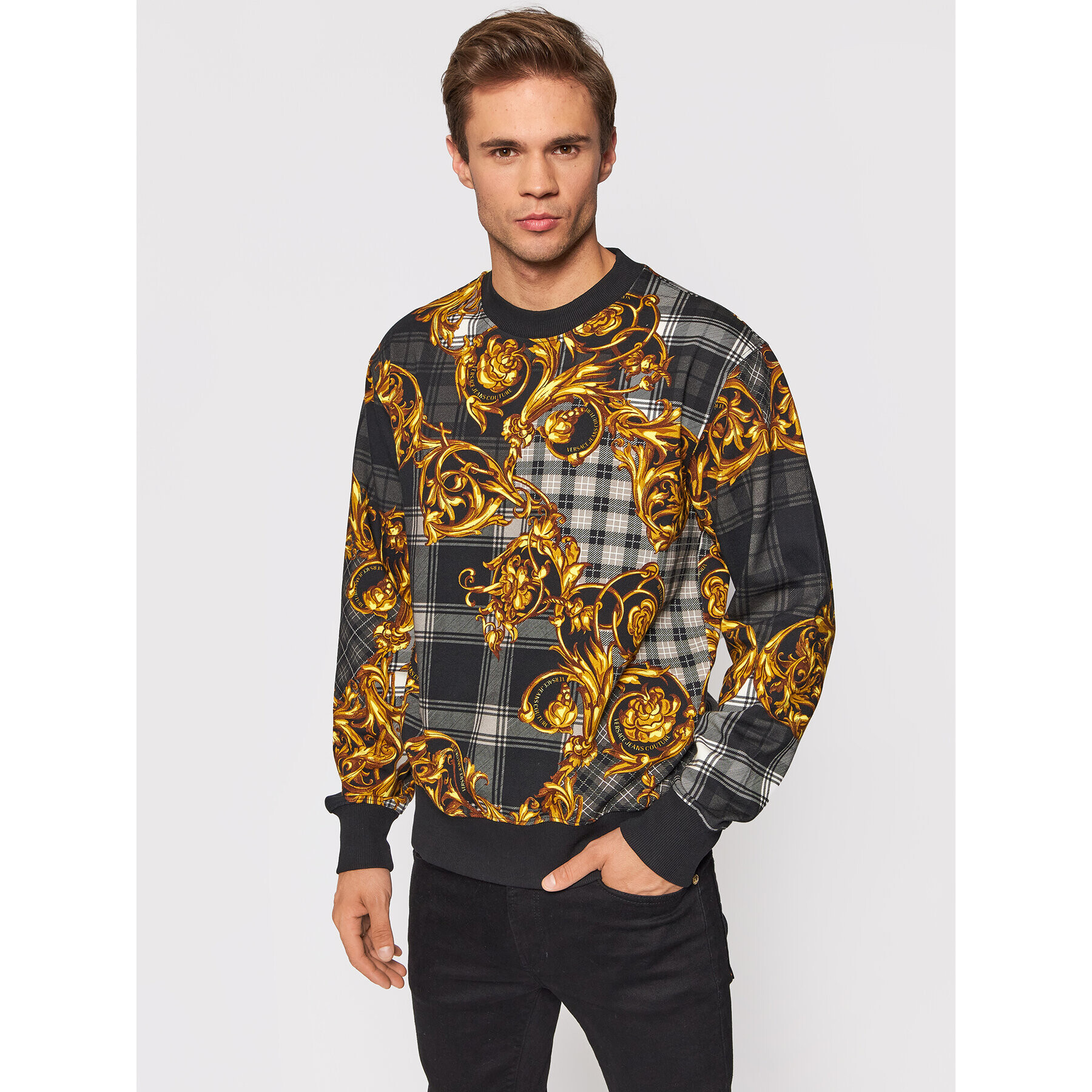 Versace Jeans Couture Суитшърт 71GAI3R6 Черен Regular Fit - Pepit.bg