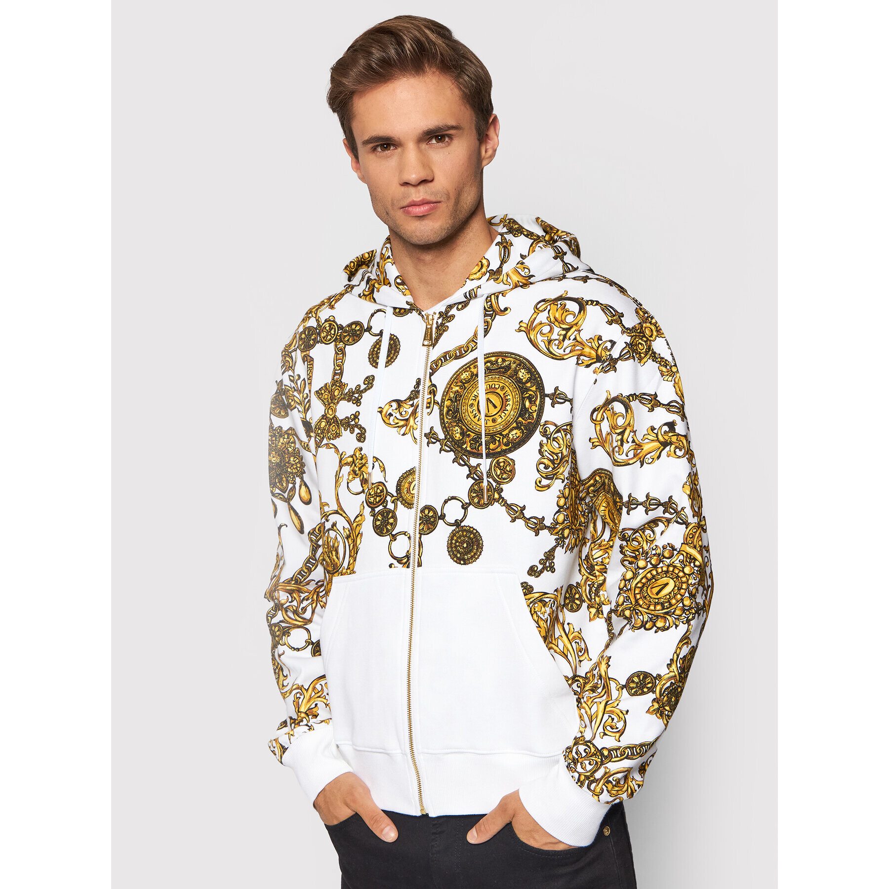 Versace Jeans Couture Суитшърт 71GAI3Z1 Бял Regular Fit - Pepit.bg