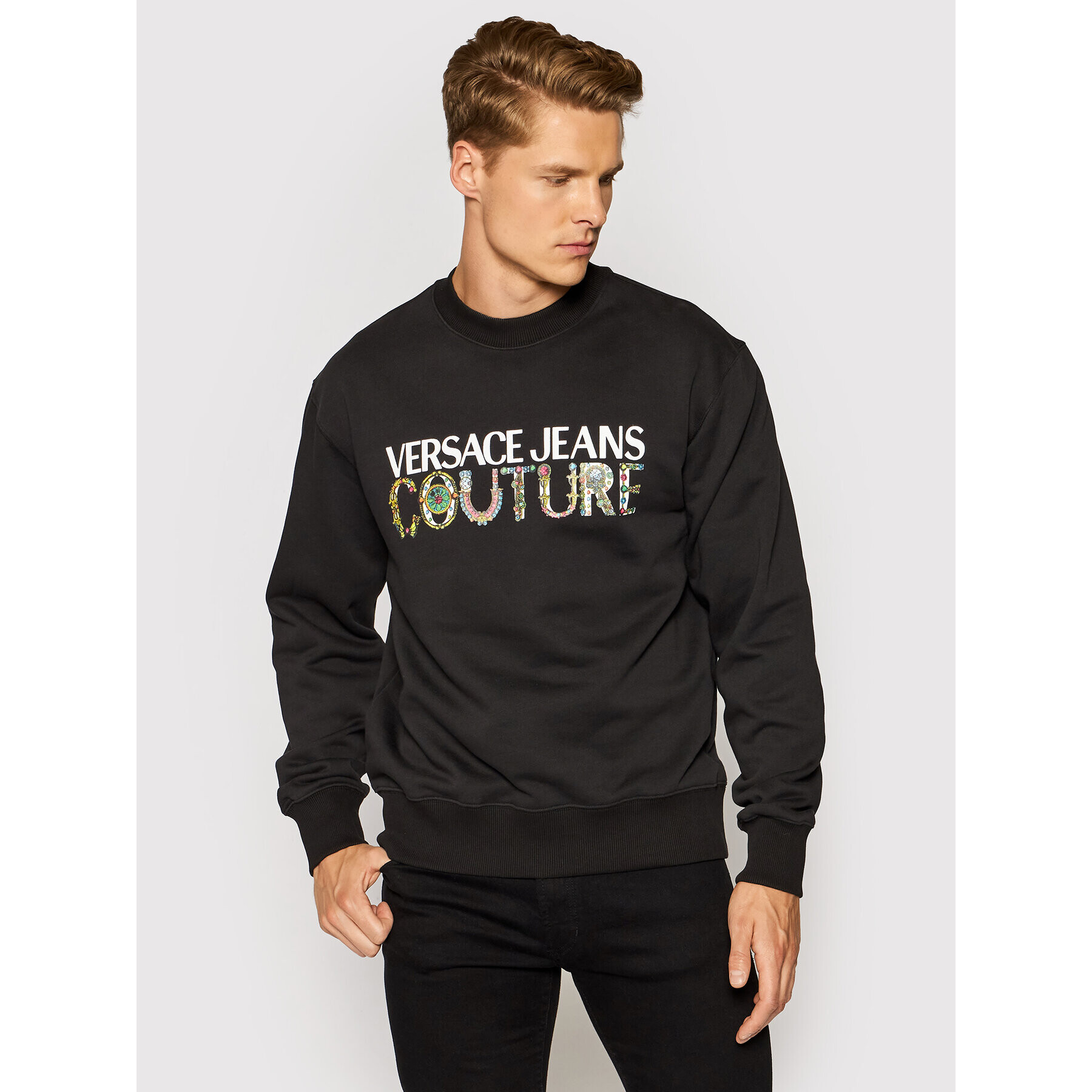 Versace Jeans Couture Суитшърт 71GAIF02 Черен Regular Fit - Pepit.bg