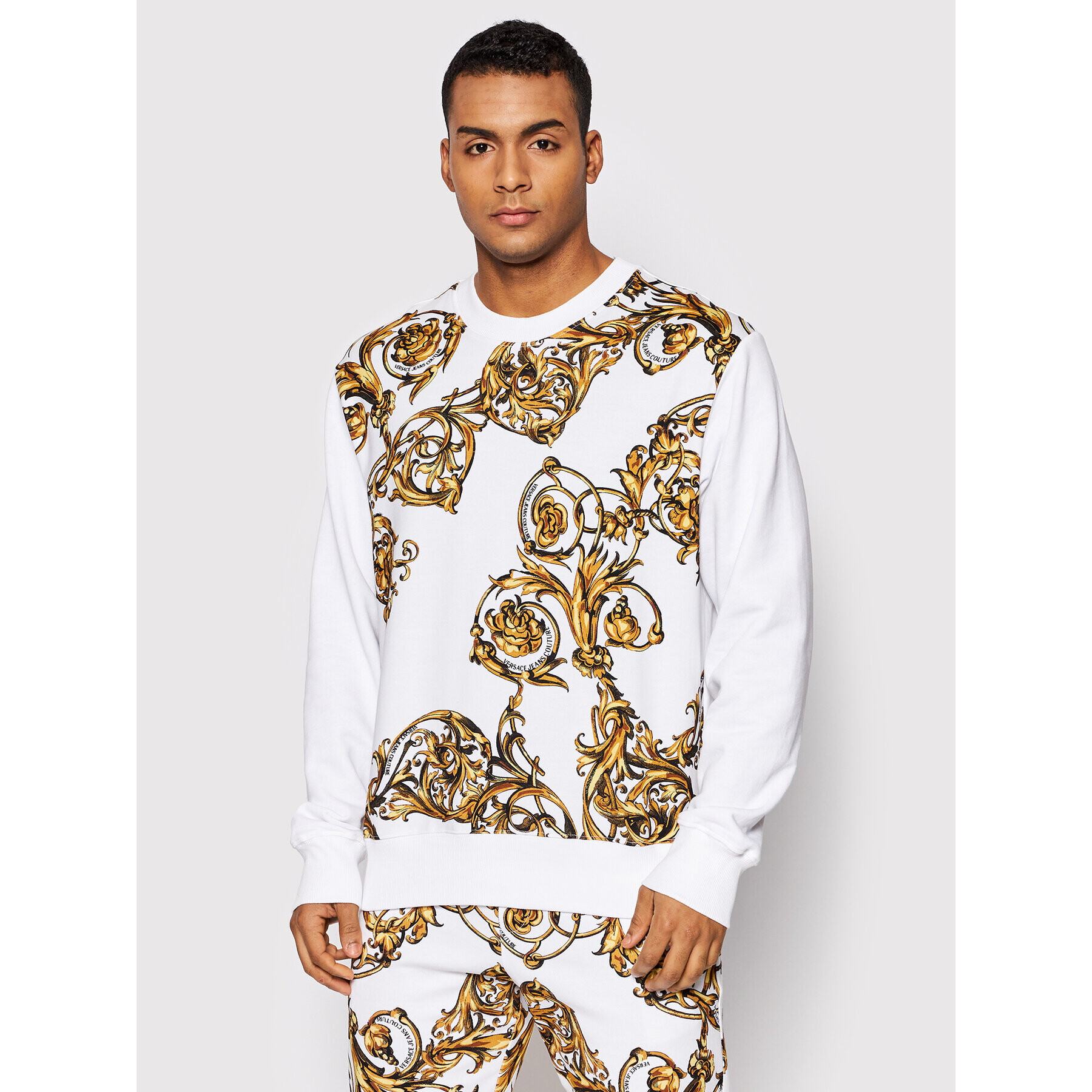 Versace Jeans Couture Суитшърт 72GAI3R9 Бял Regular Fit - Pepit.bg