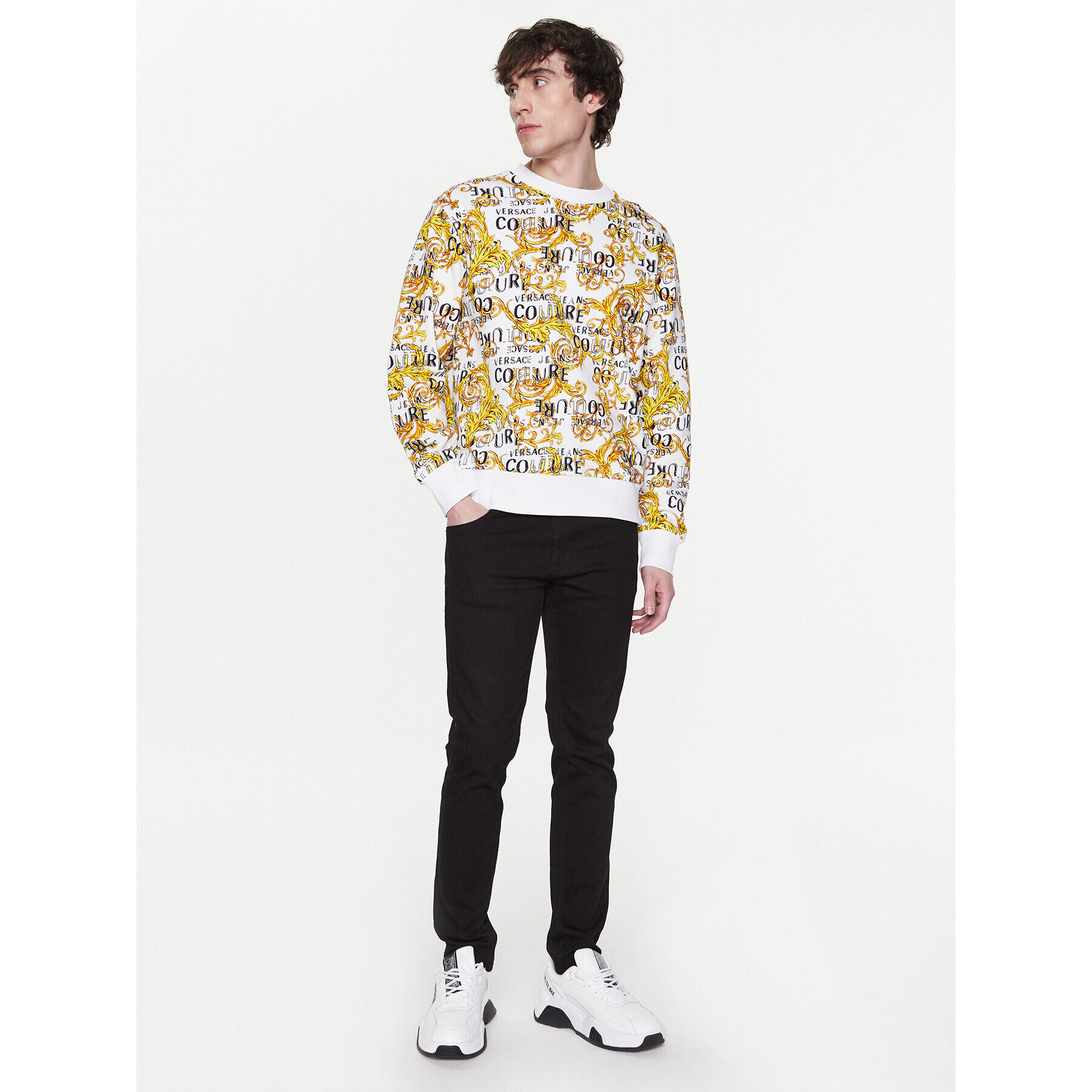 Versace Jeans Couture Суитшърт 74GAI3R0 Бял Regular Fit - Pepit.bg