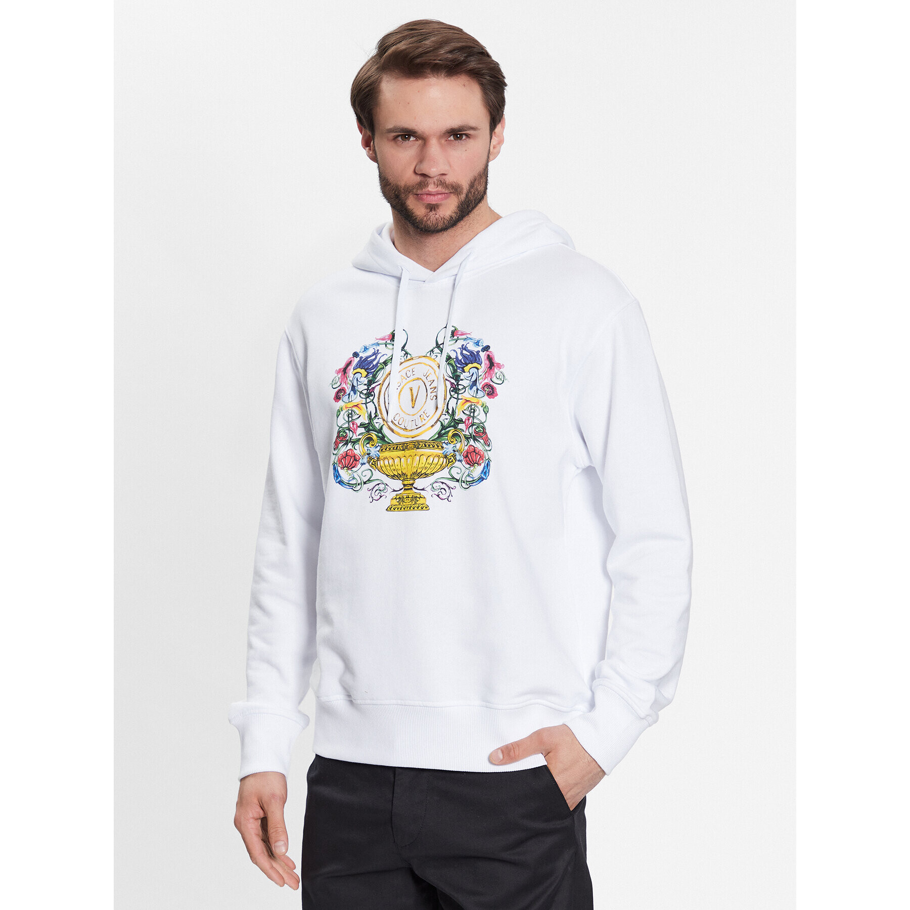 Versace Jeans Couture Суитшърт 74GAIF01 Бял Regular Fit - Pepit.bg