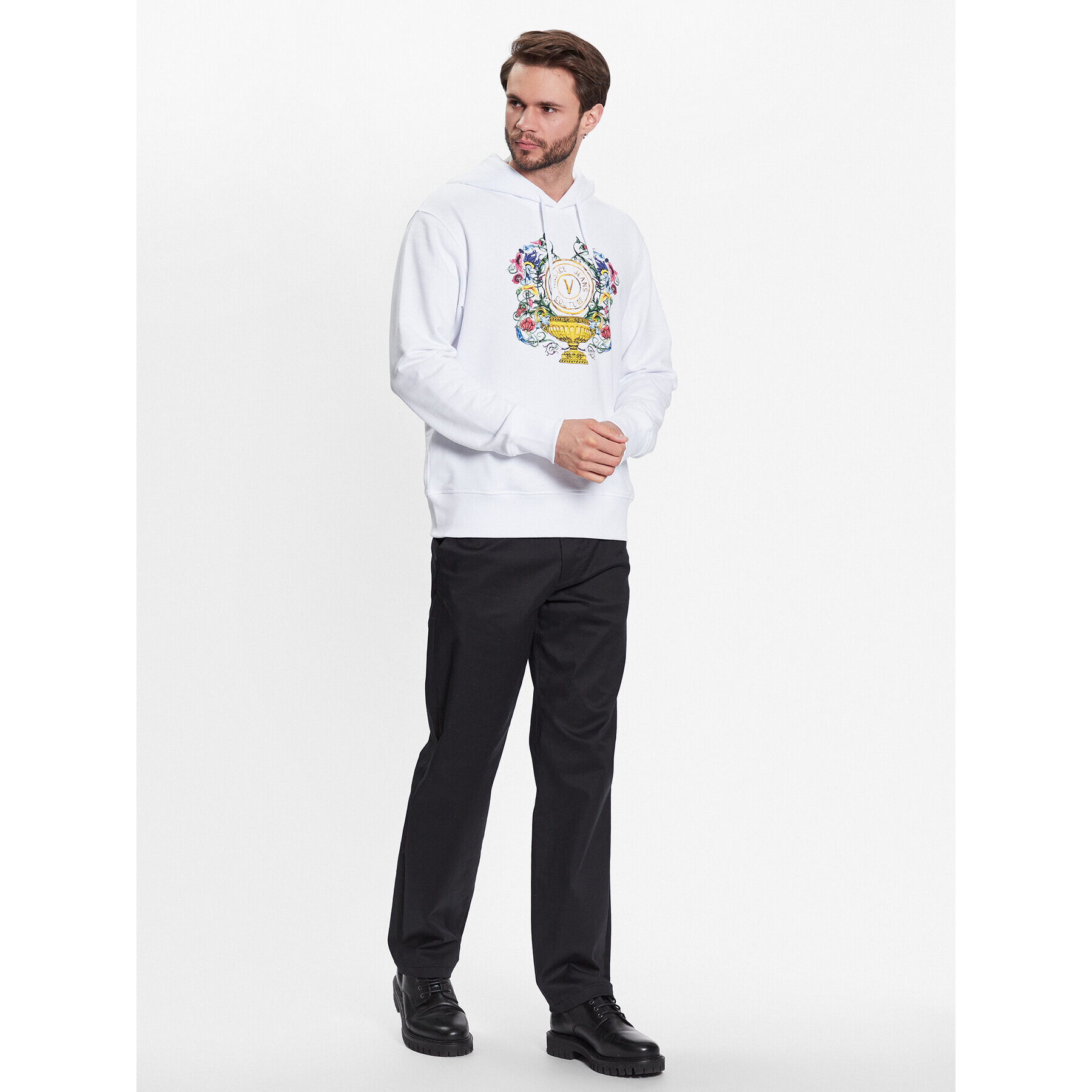 Versace Jeans Couture Суитшърт 74GAIF01 Бял Regular Fit - Pepit.bg