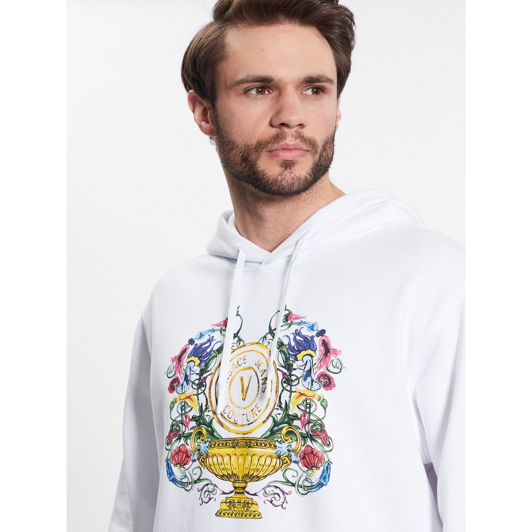 Versace Jeans Couture Суитшърт 74GAIF01 Бял Regular Fit - Pepit.bg