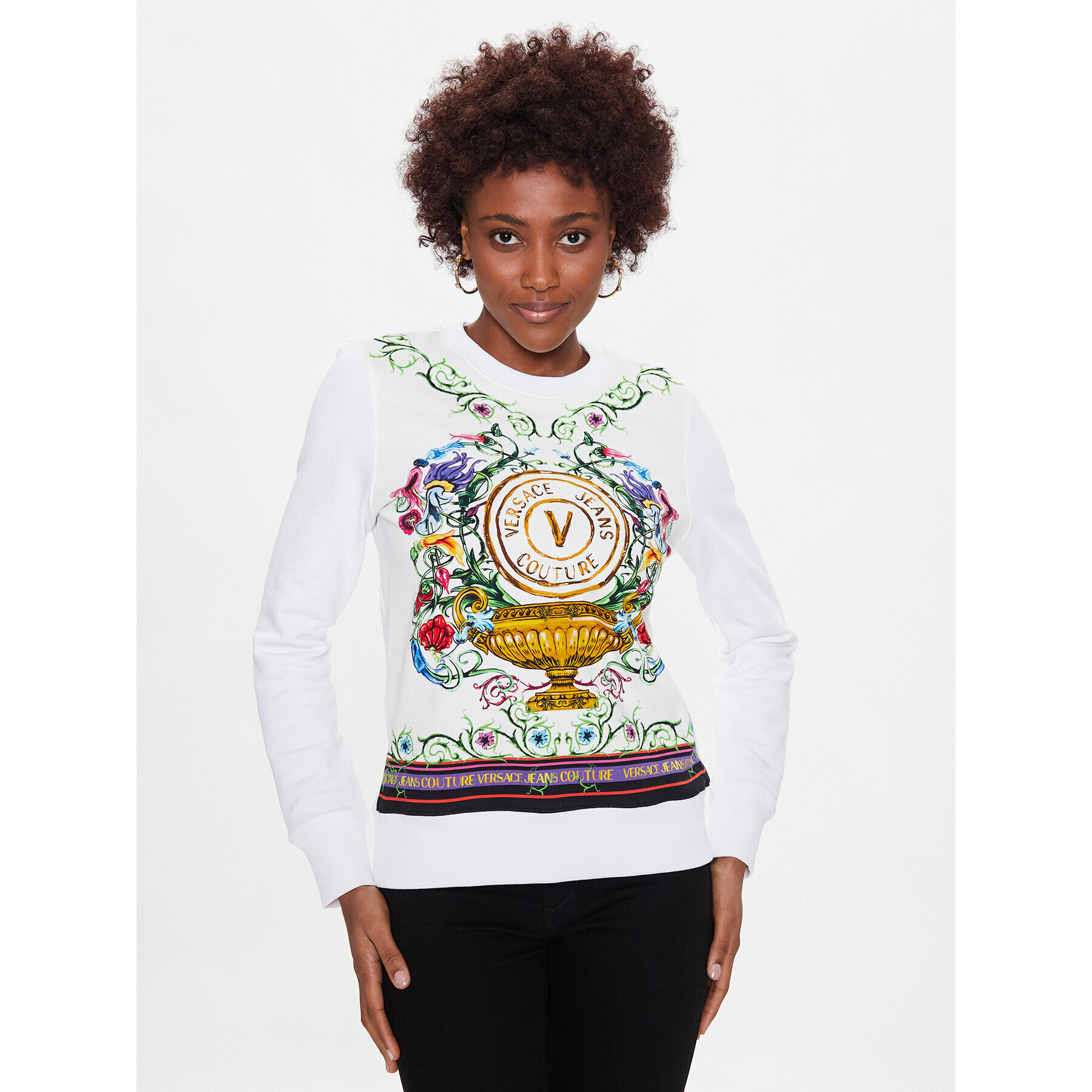 Versace Jeans Couture Суитшърт 74HAI3A9 Бял Regular Fit - Pepit.bg