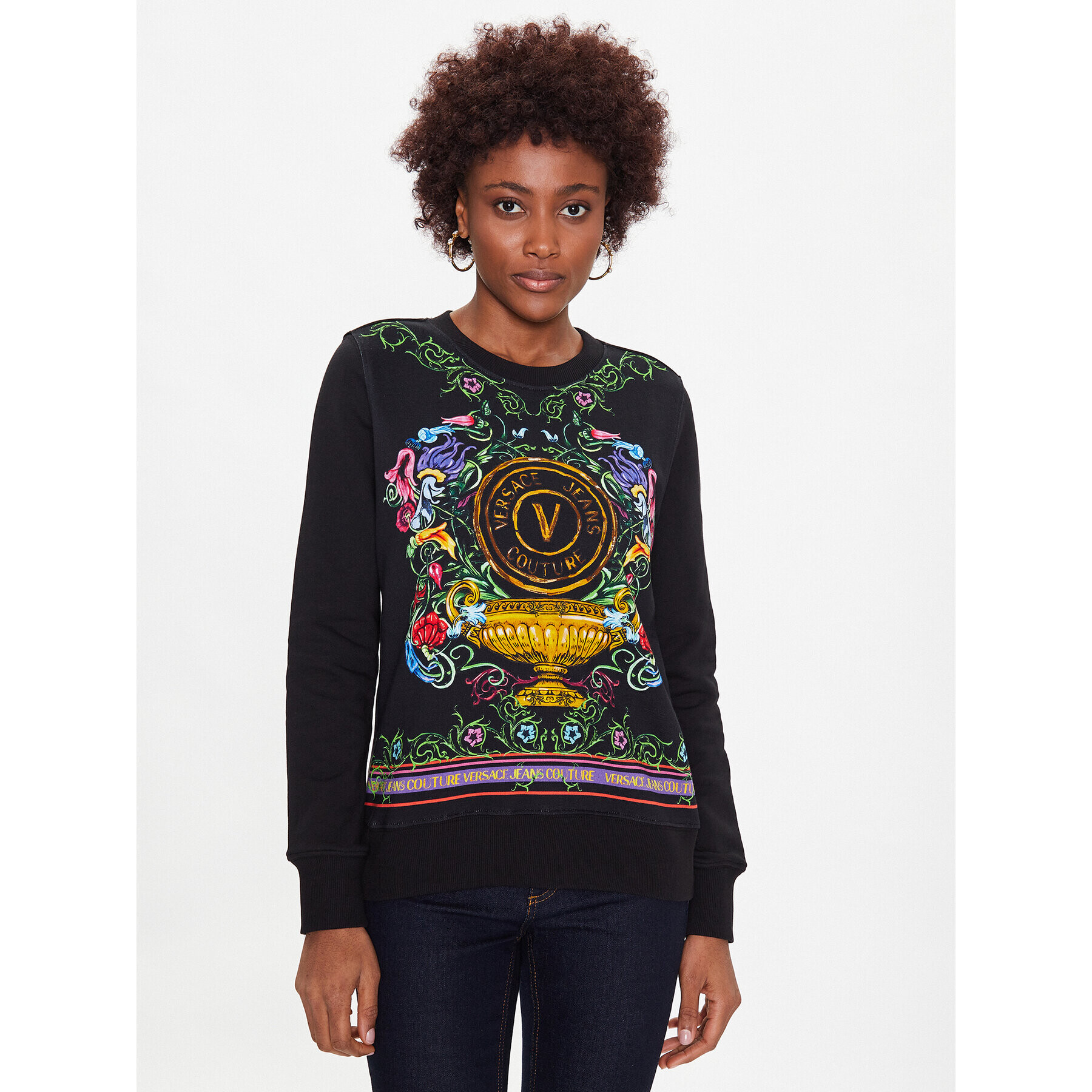 Versace Jeans Couture Суитшърт 74HAI3A9 Черен Regular Fit - Pepit.bg