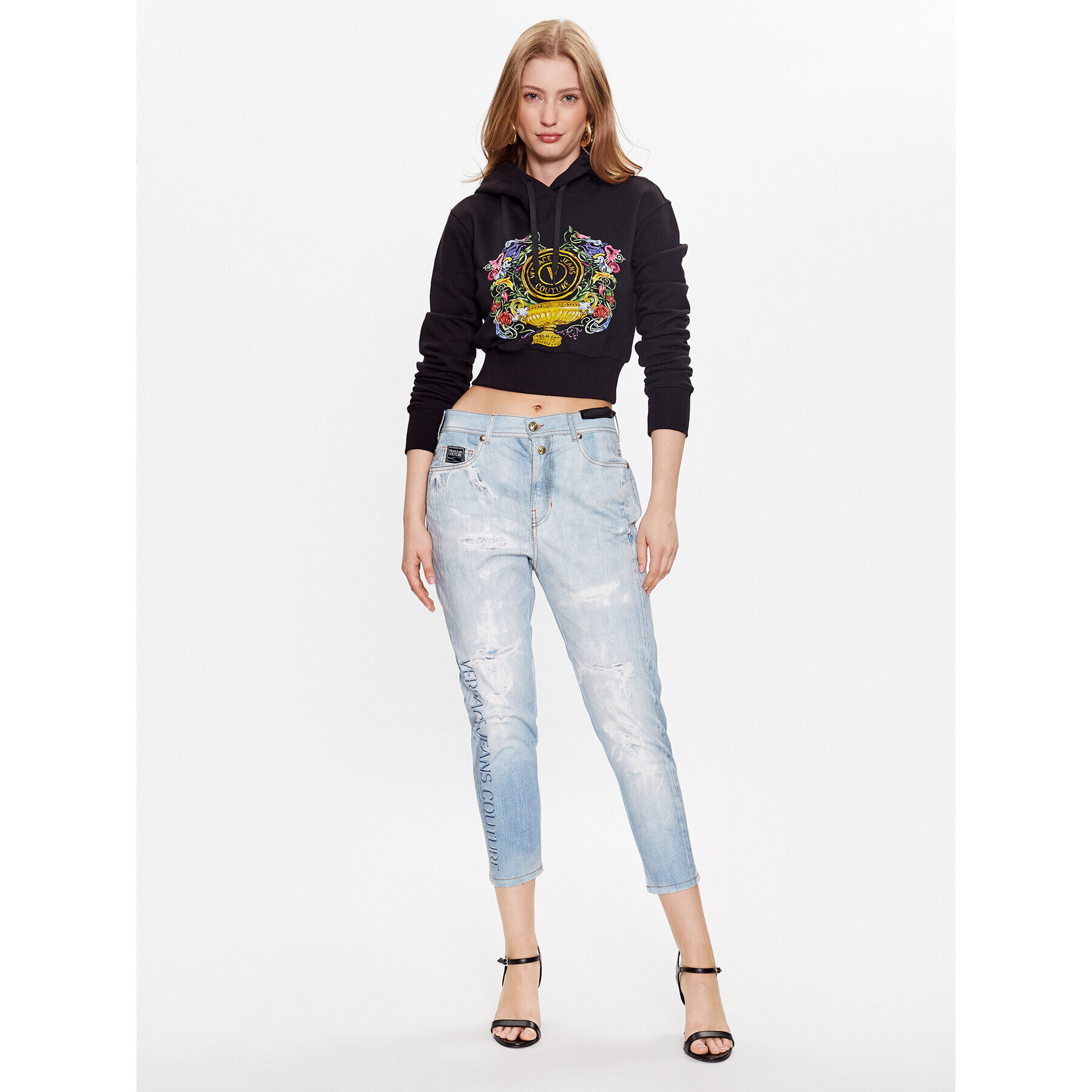 Versace Jeans Couture Суитшърт 74HAIF01 Черен Regular Fit - Pepit.bg