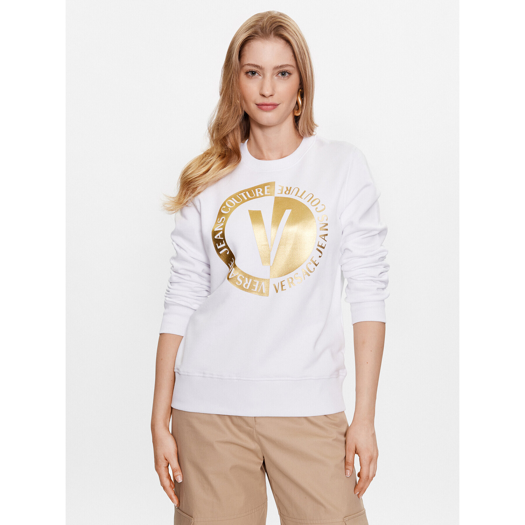 Versace Jeans Couture Суитшърт 74HAIT10 Бял Regular Fit - Pepit.bg