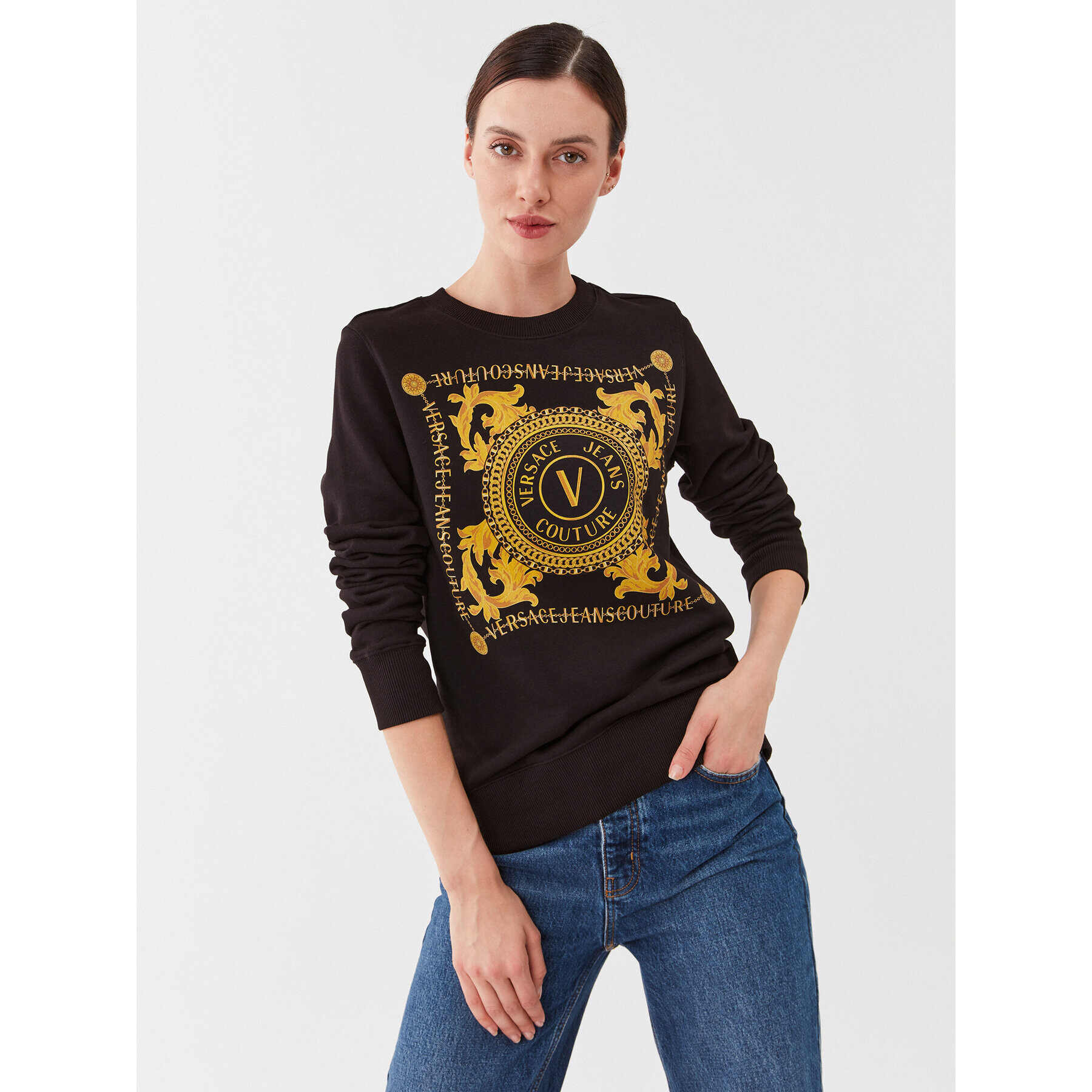 Versace Jeans Couture Суитшърт 75HAIF07 Черен Regular Fit - Pepit.bg