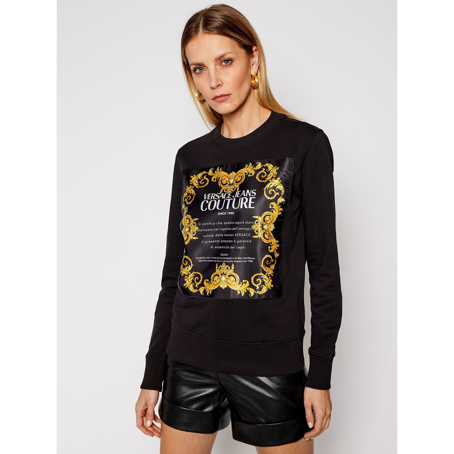 Versace Jeans Couture Суитшърт B6HWA7FE Черен Regular Fit - Pepit.bg