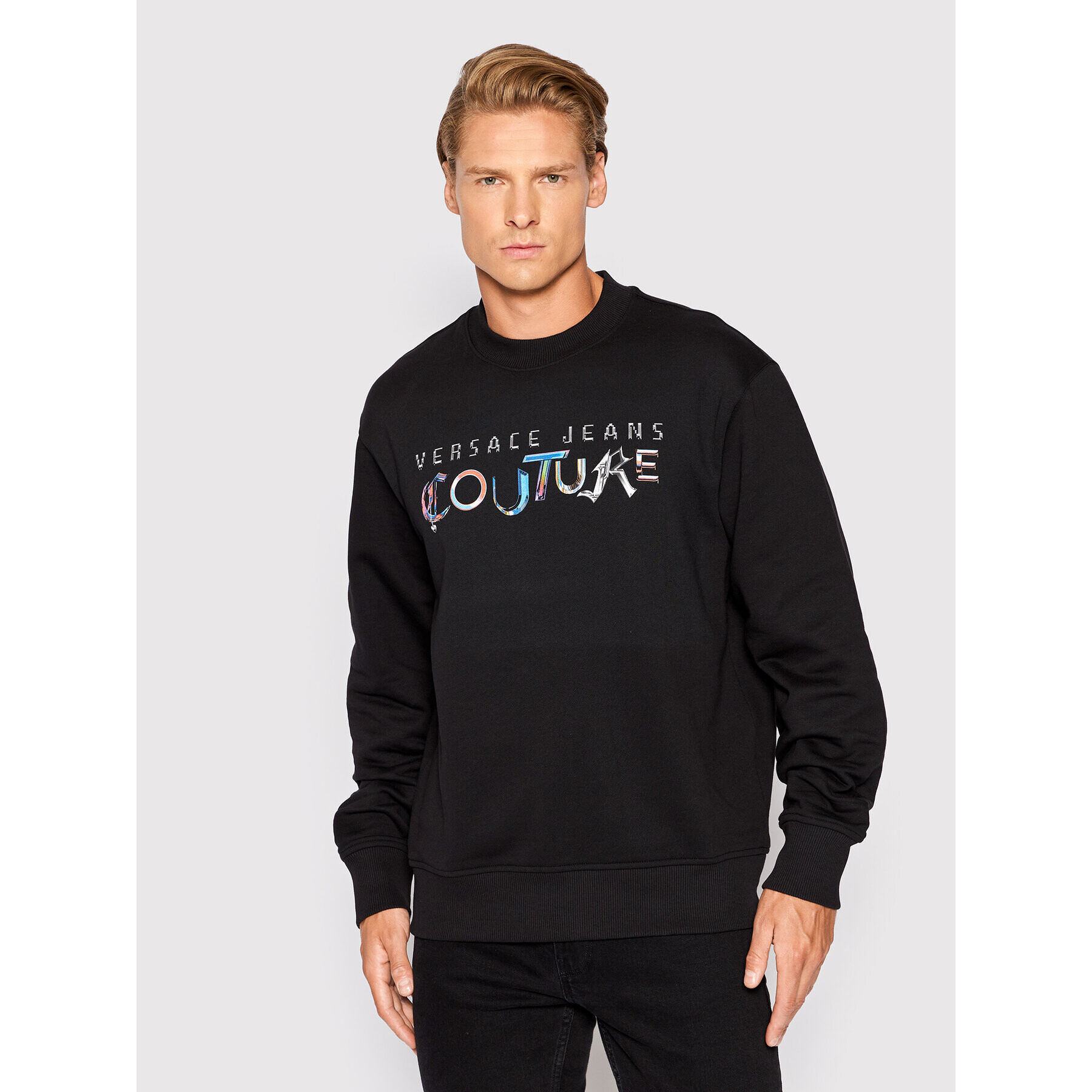 Versace Jeans Couture Суитшърт Brushe 73GAIF05 Черен Regular Fit - Pepit.bg