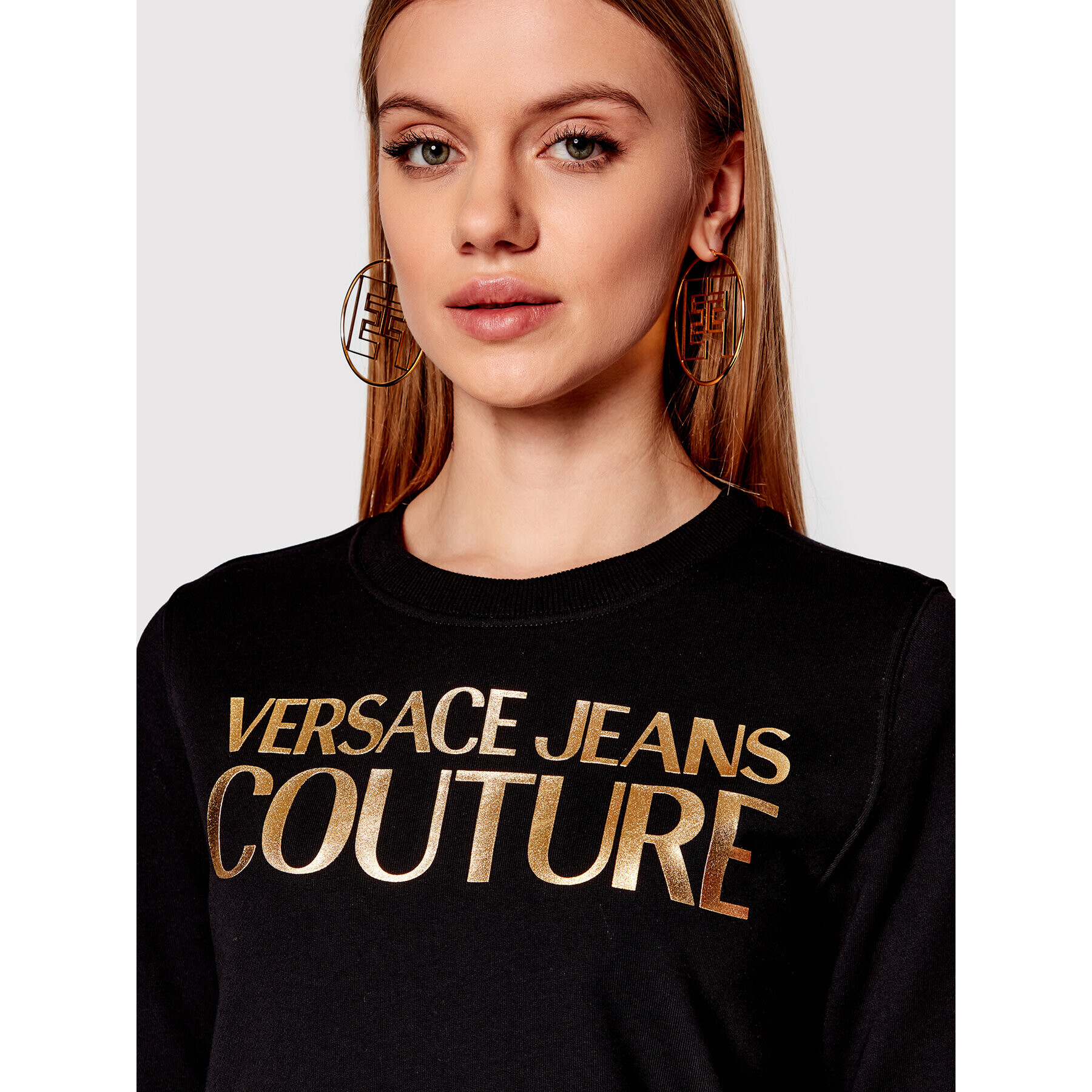 Versace Jeans Couture Суитшърт Logo 72HAIT01 Черен Regular Fit - Pepit.bg