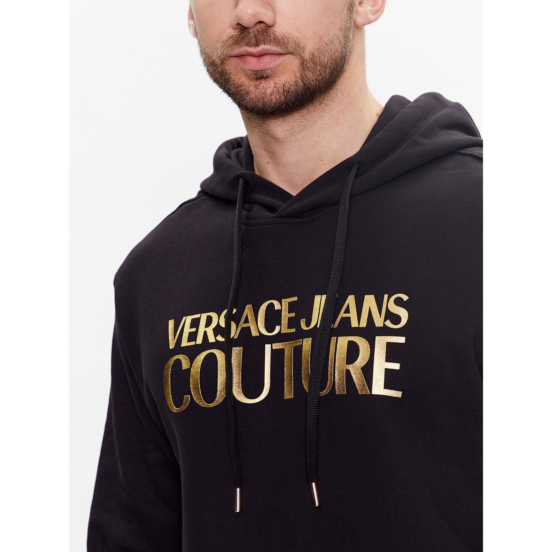 Versace Jeans Couture Суитшърт Logo Thick Foil 74GAIT03 Черен Regular Fit - Pepit.bg