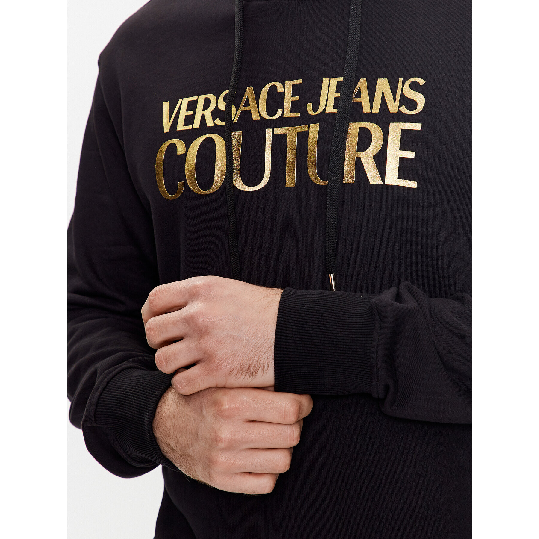 Versace Jeans Couture Суитшърт Logo Thick Foil 74GAIT03 Черен Regular Fit - Pepit.bg