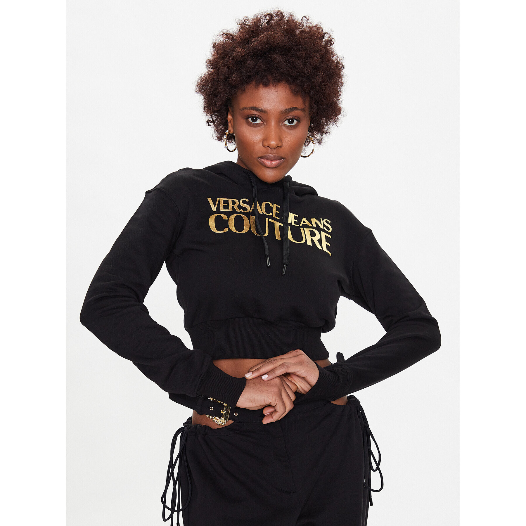Versace Jeans Couture Суитшърт Logo Thick Foil 74HAIT01 Черен Regular Fit - Pepit.bg