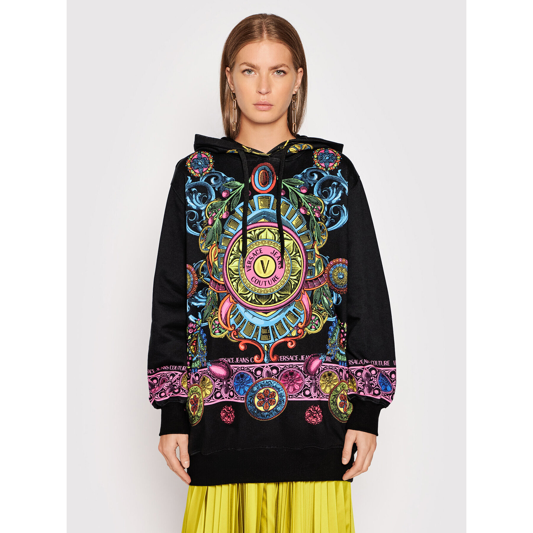 Versace Jeans Couture Суитшърт Placed 71HAI3P1 Черен Oversize - Pepit.bg