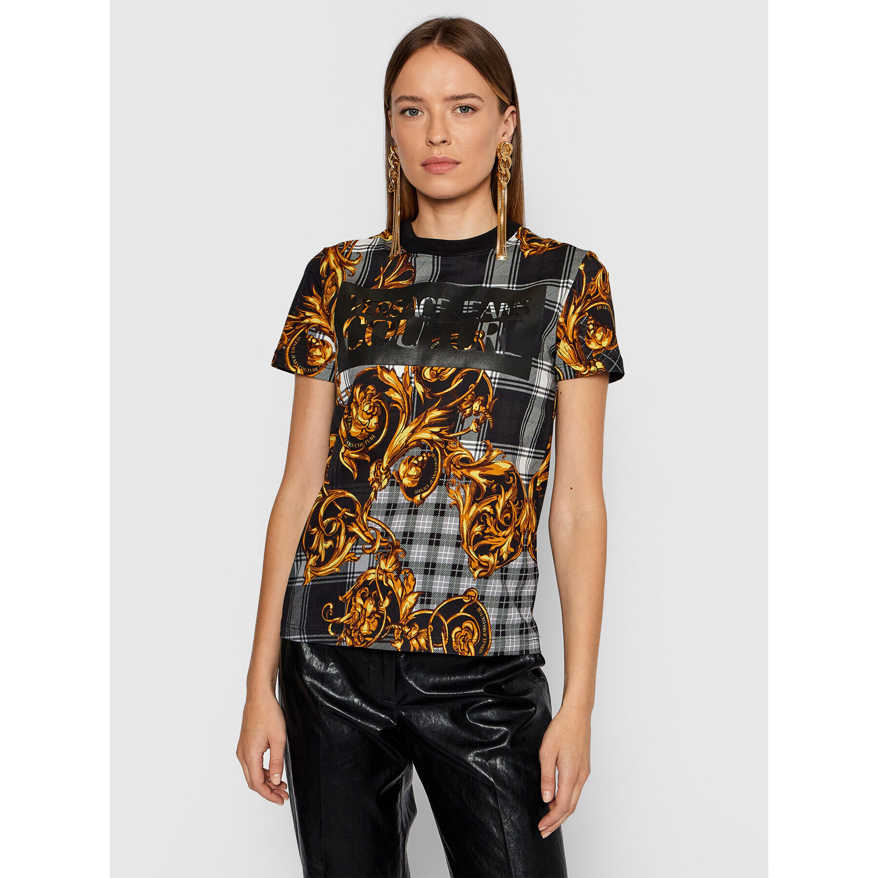 Versace Jeans Couture Тишърт 71HAH613 Черен Regular Fit - Pepit.bg